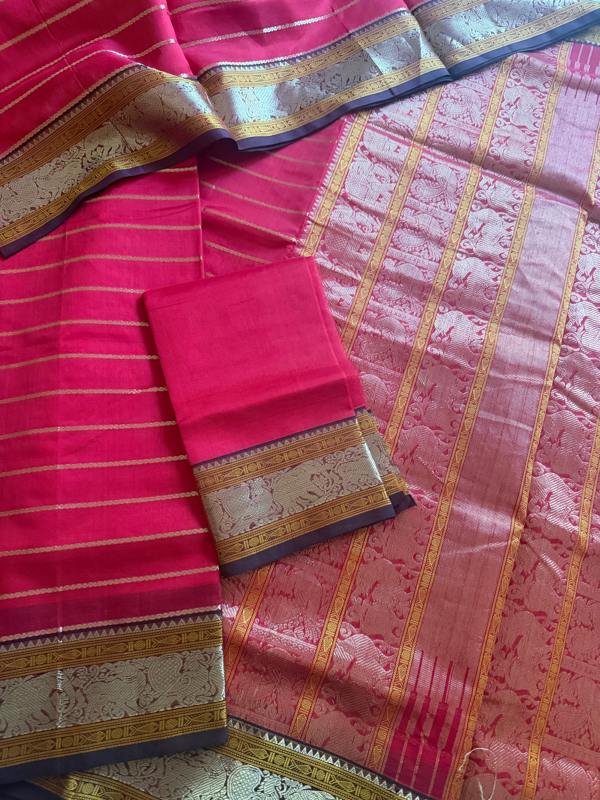 Silk Cotton :  Veldhari (Red &amp; Brown)