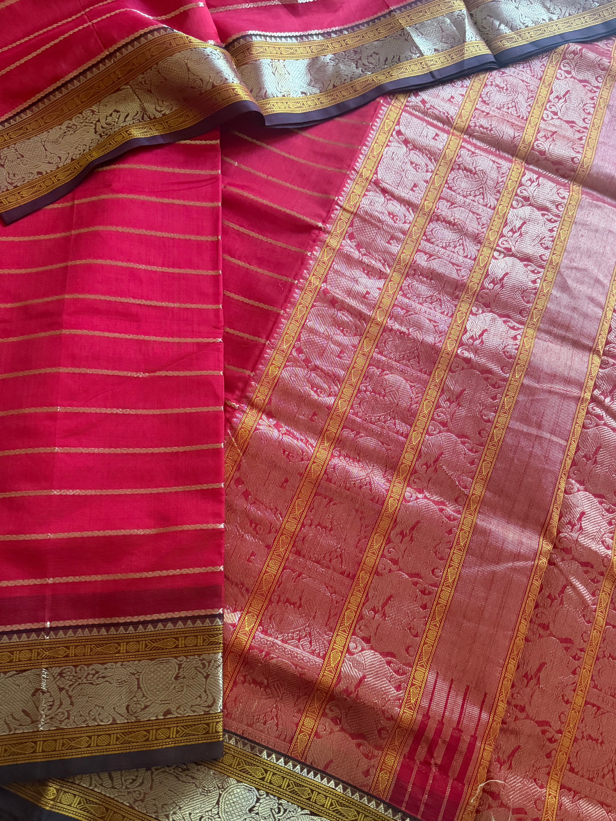 Silk Cotton :  Veldhari (Red &amp; Brown)
