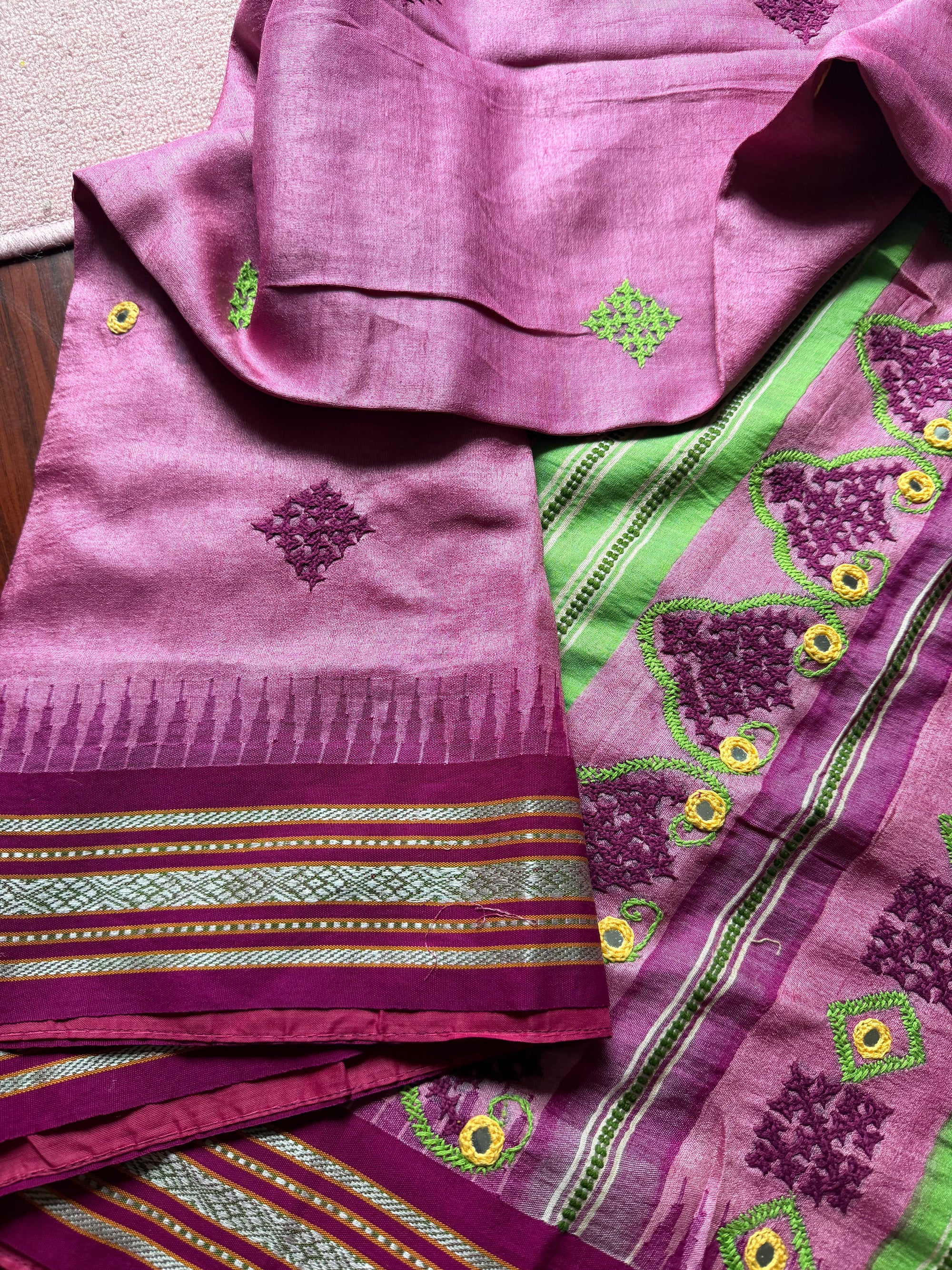VRIKSHA: Vidarbha Tussar with Kutch Embroidery