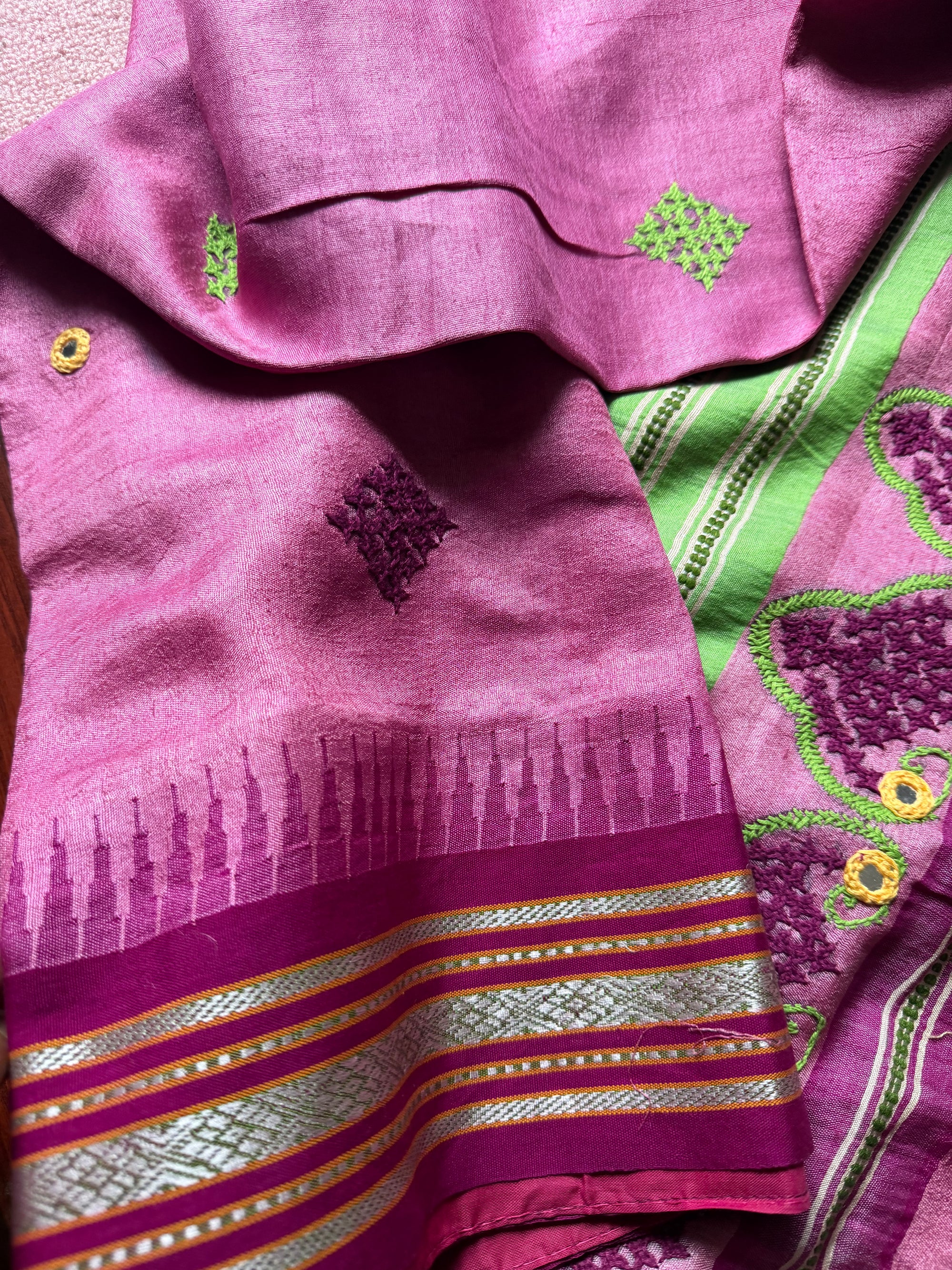 VRIKSHA: Vidarbha Tussar with Kutch Embroidery
