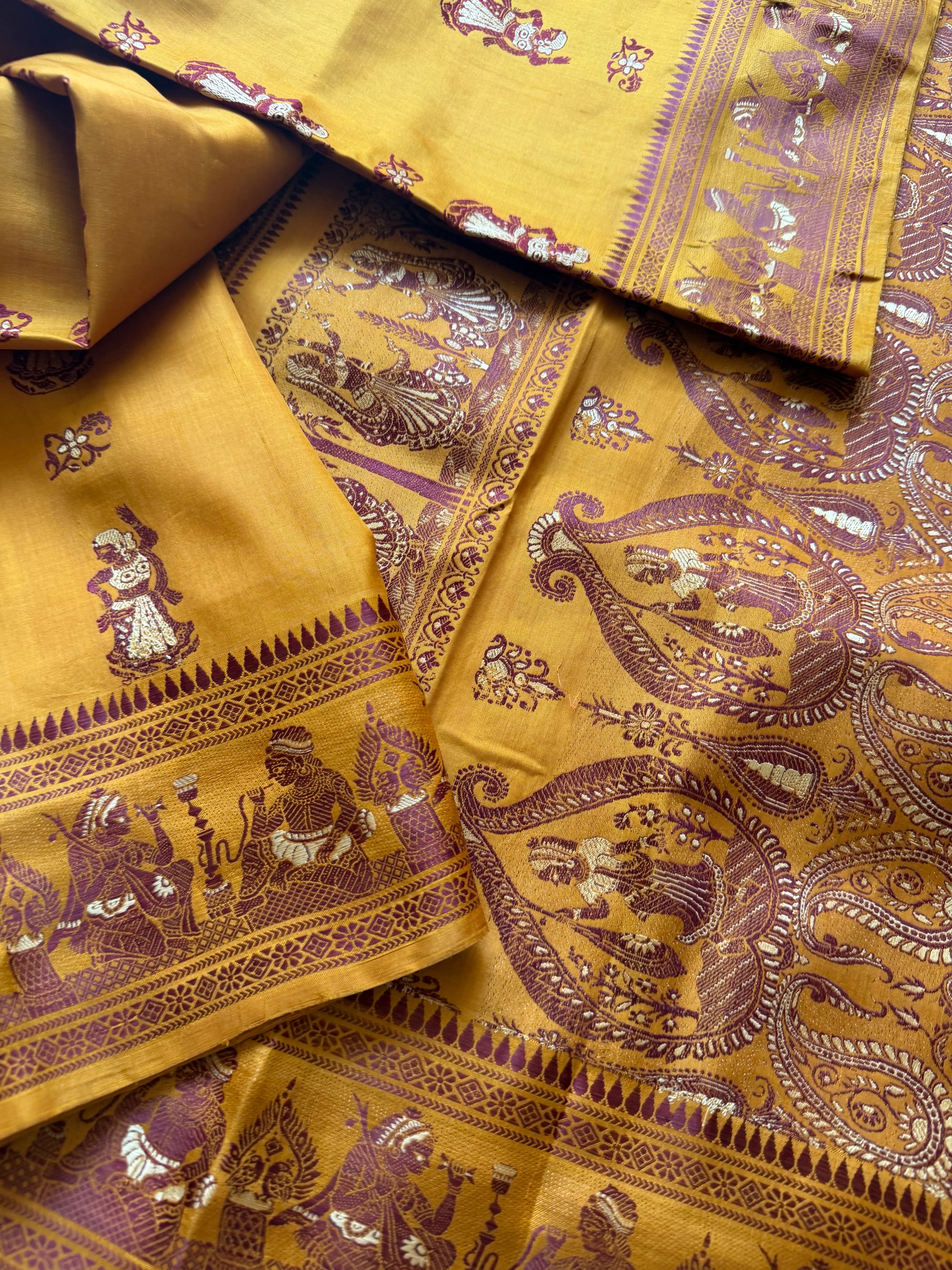 Baluchari Silk - Oil Mustard