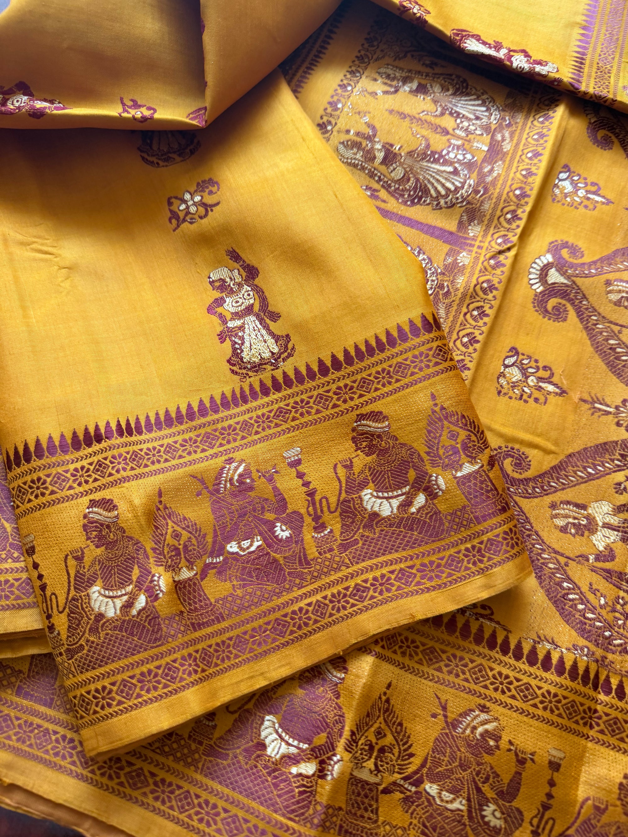Baluchari Silk - Oil Mustard