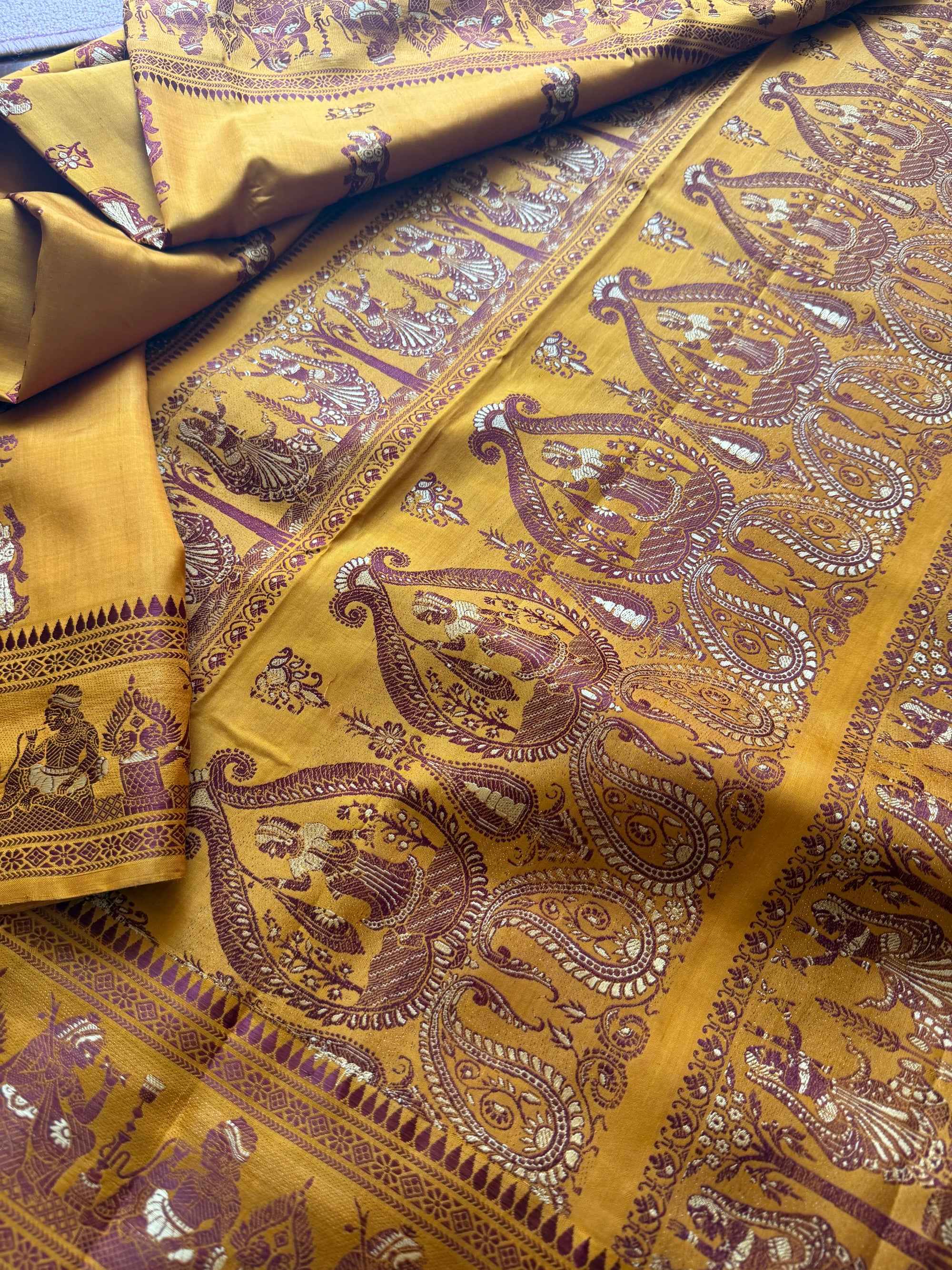 Baluchari Silk - Oil Mustard