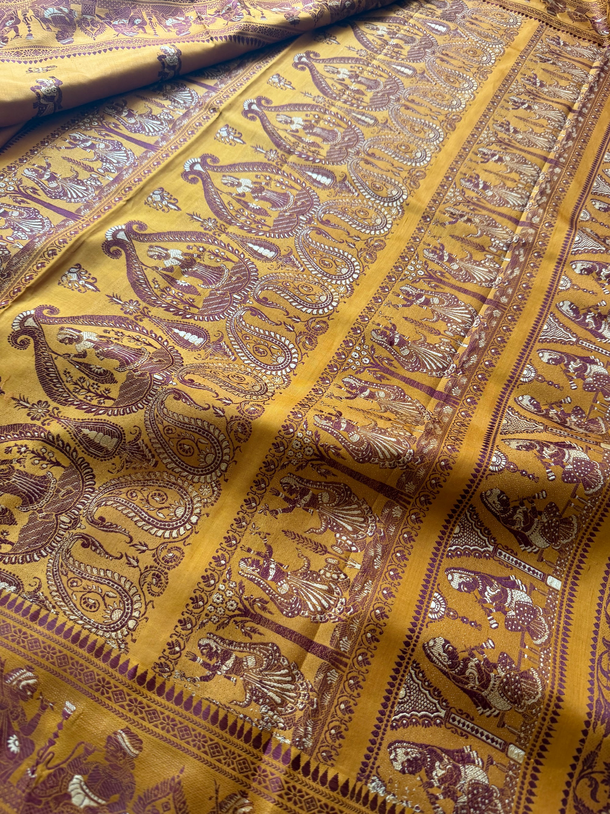 Baluchari Silk - Oil Mustard