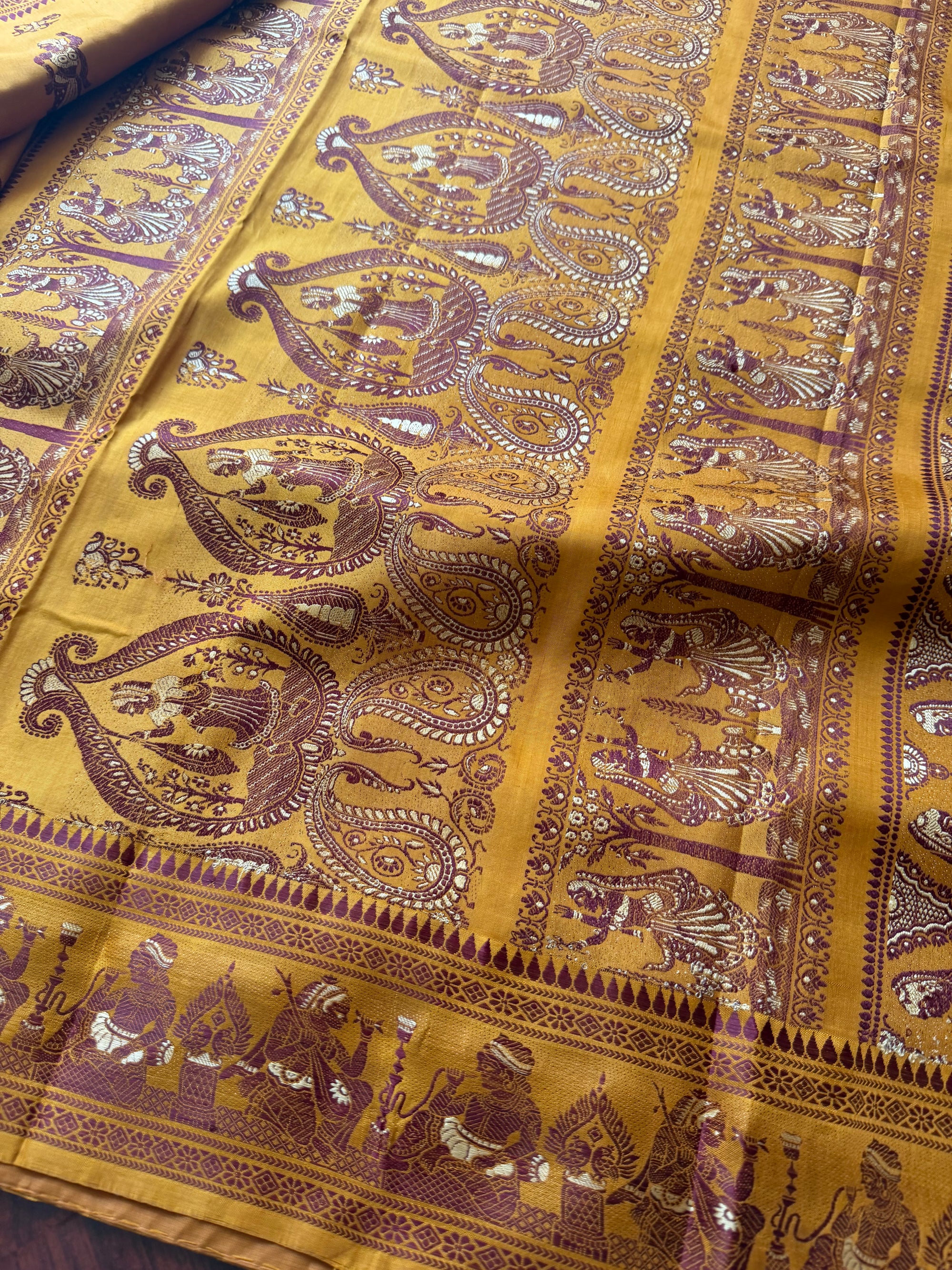 Baluchari Silk - Oil Mustard