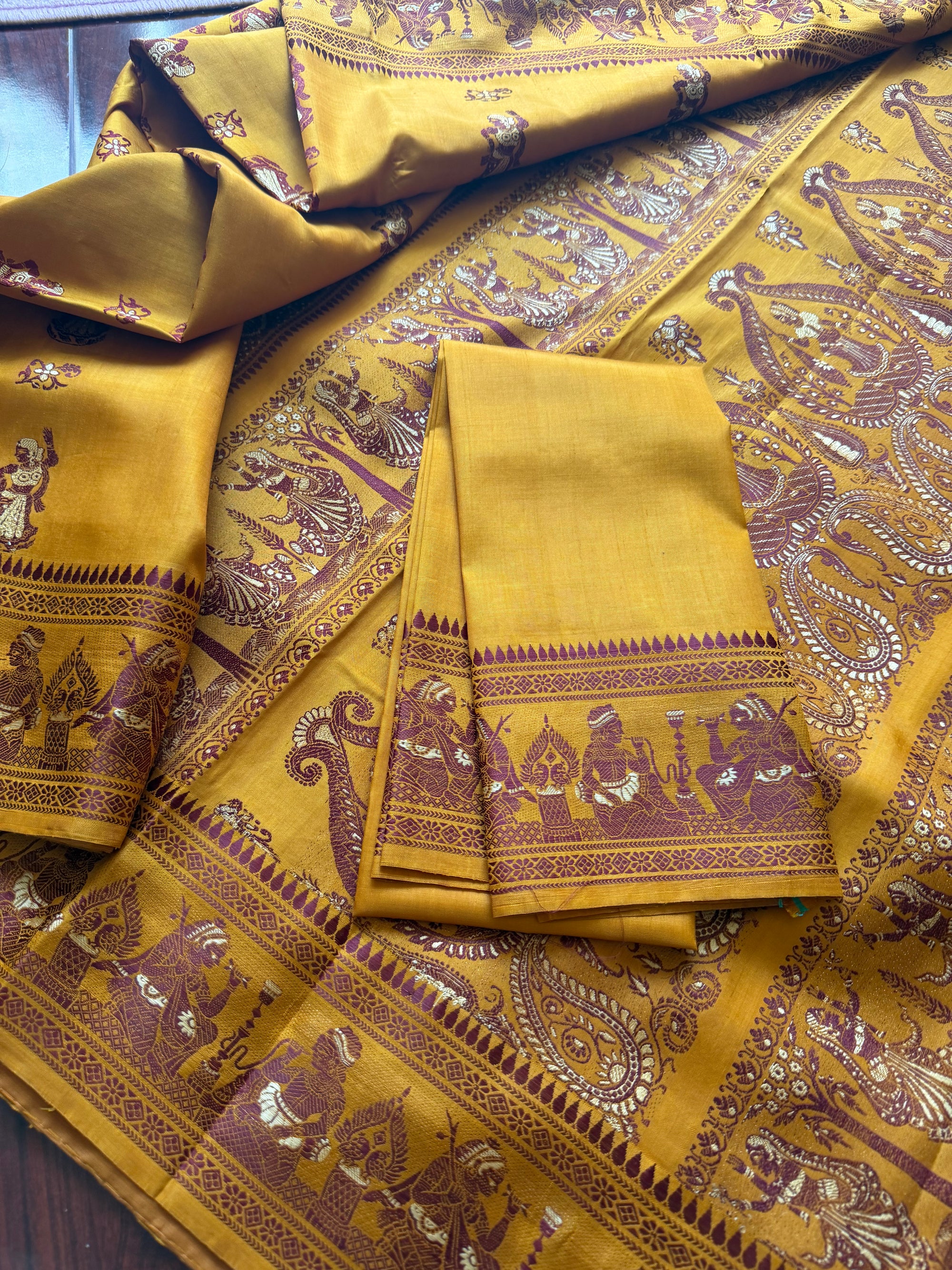 Baluchari Silk - Oil Mustard