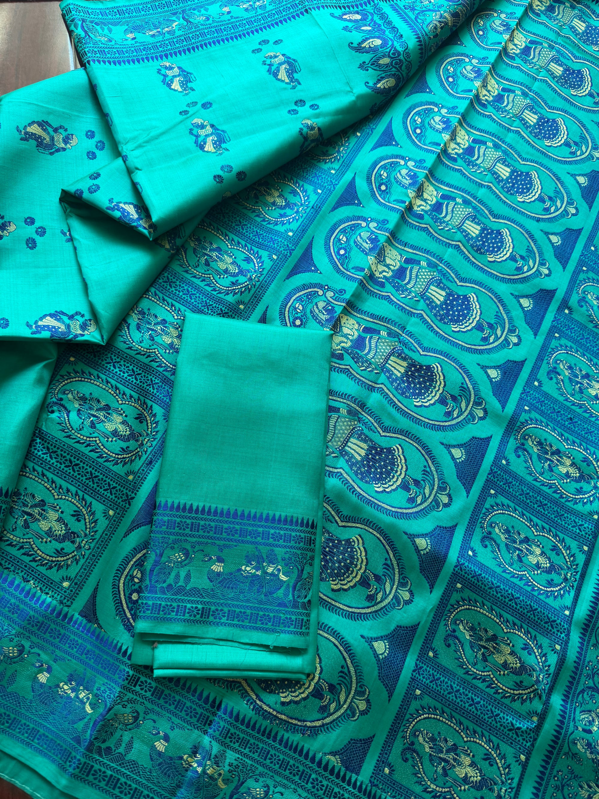 Baluchari Silk - Rama Green