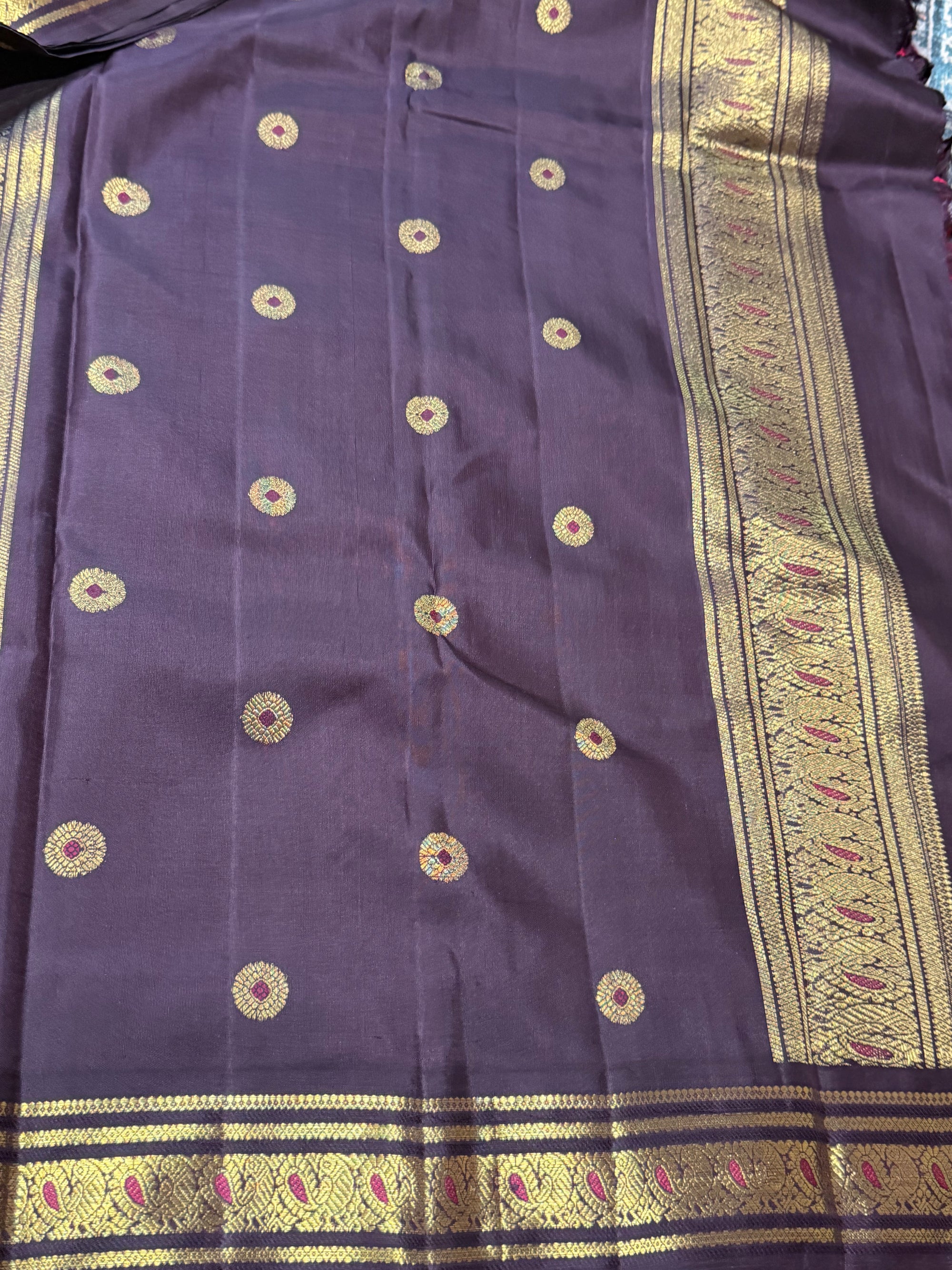 MAATHEY: Vintage Kanjivaram Silk (Terracotta Red &amp; Brown)