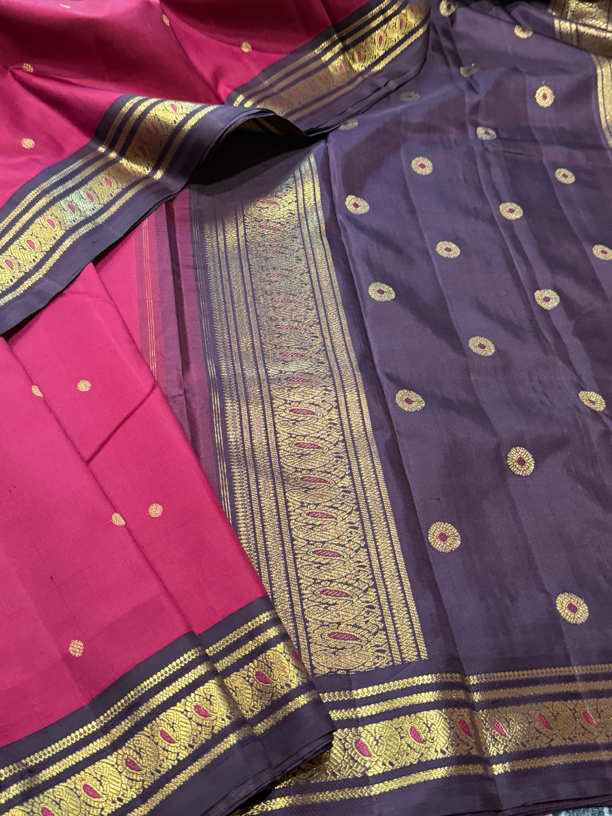 MAATHEY: Vintage Kanjivaram Silk (Terracotta Red &amp; Brown)