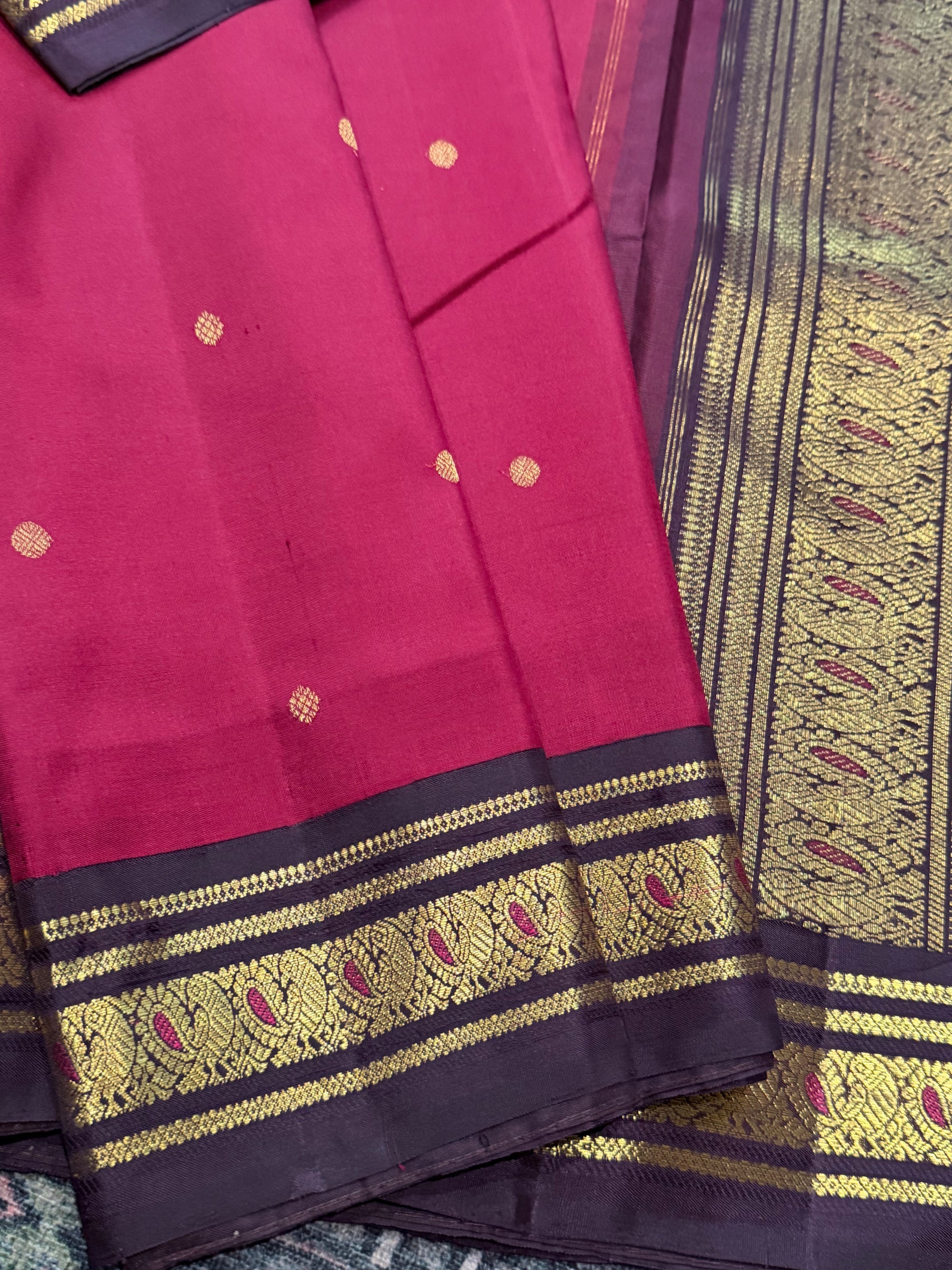 MAATHEY: Vintage Kanjivaram Silk (Terracotta Red &amp; Brown)