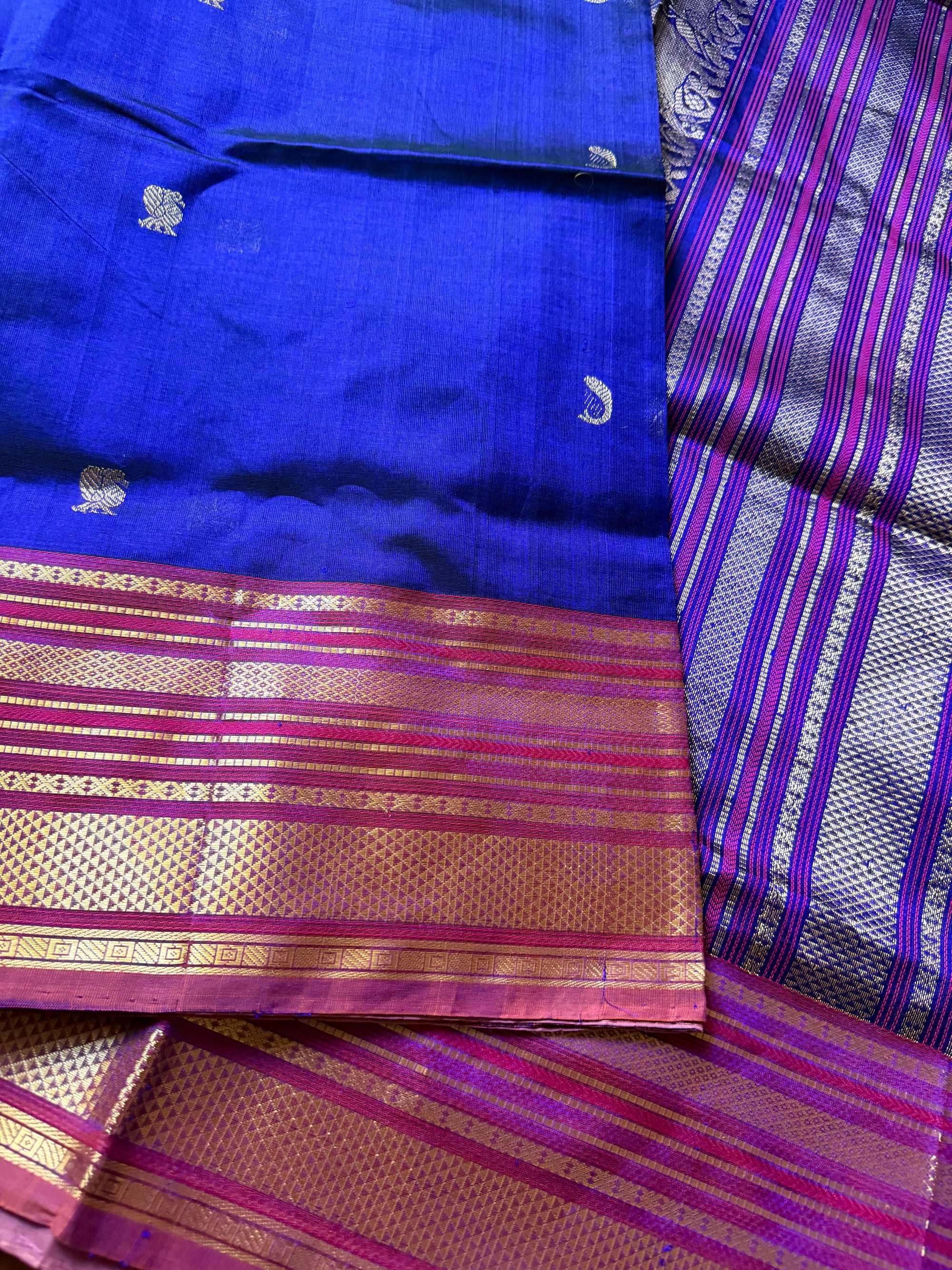 Silk Cotton:  Purple Blue with Konia Motifs