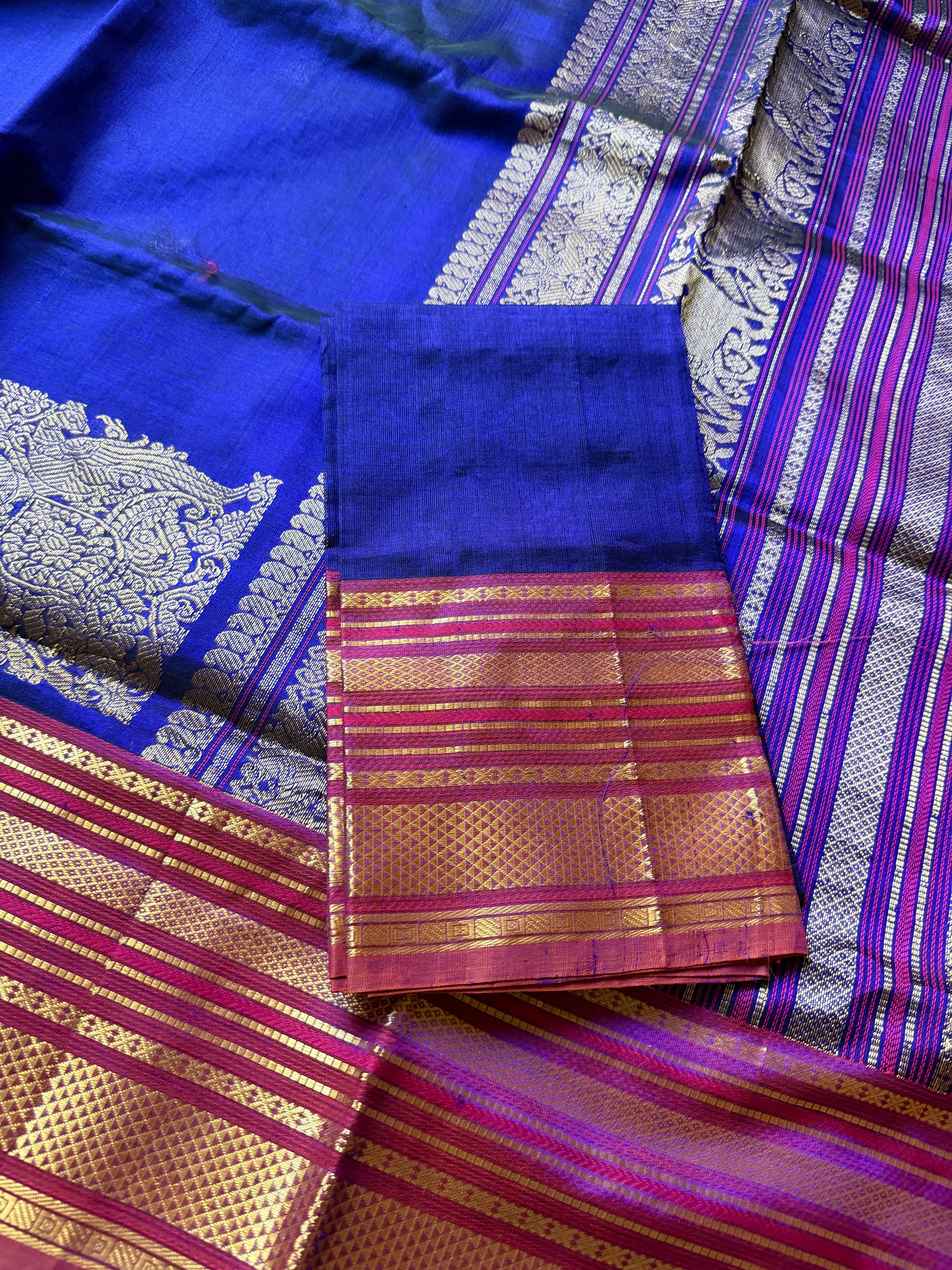 Silk Cotton:  Purple Blue with Konia Motifs
