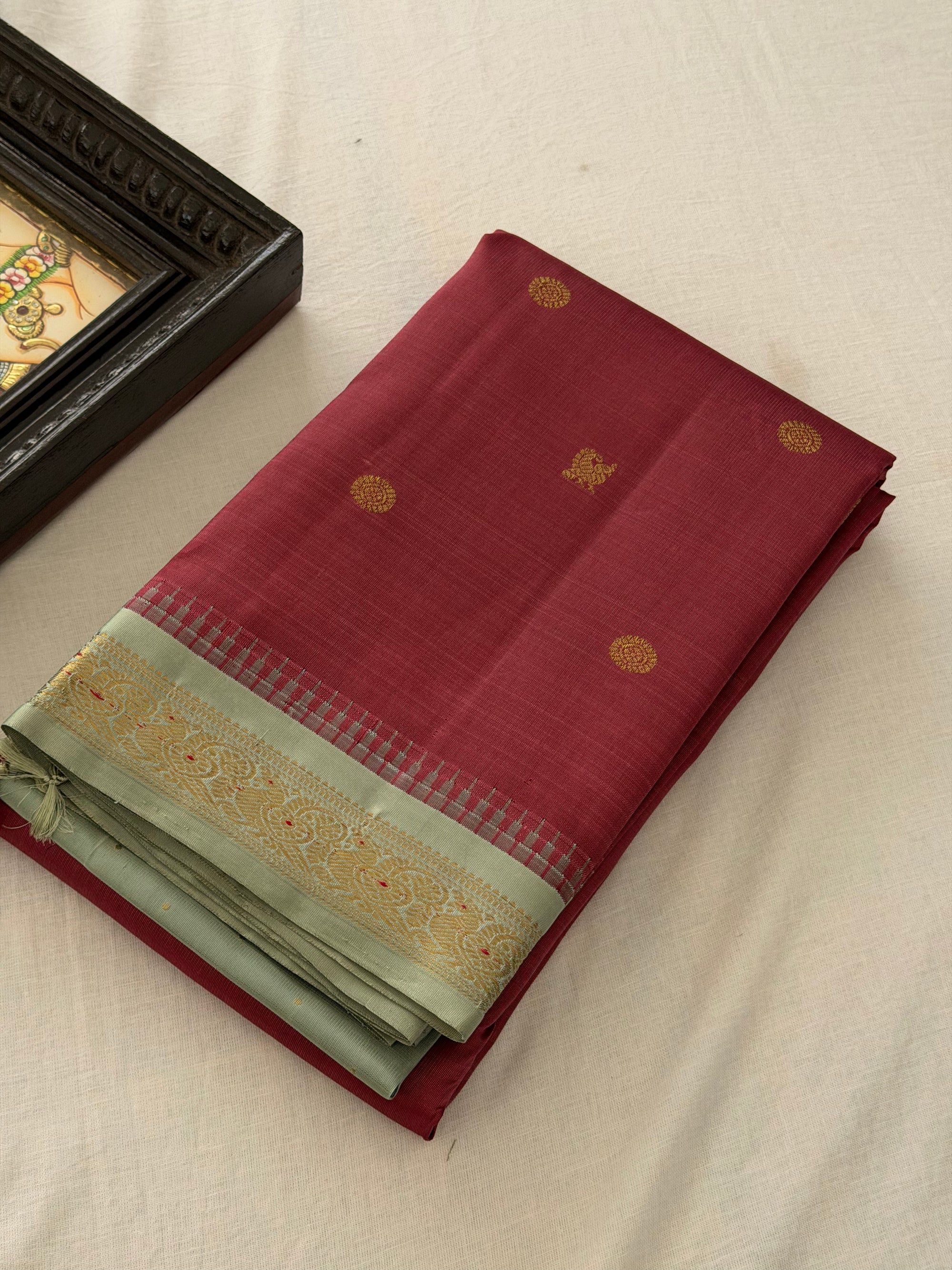 MAATHEY: Small border Kanjivaram Silk