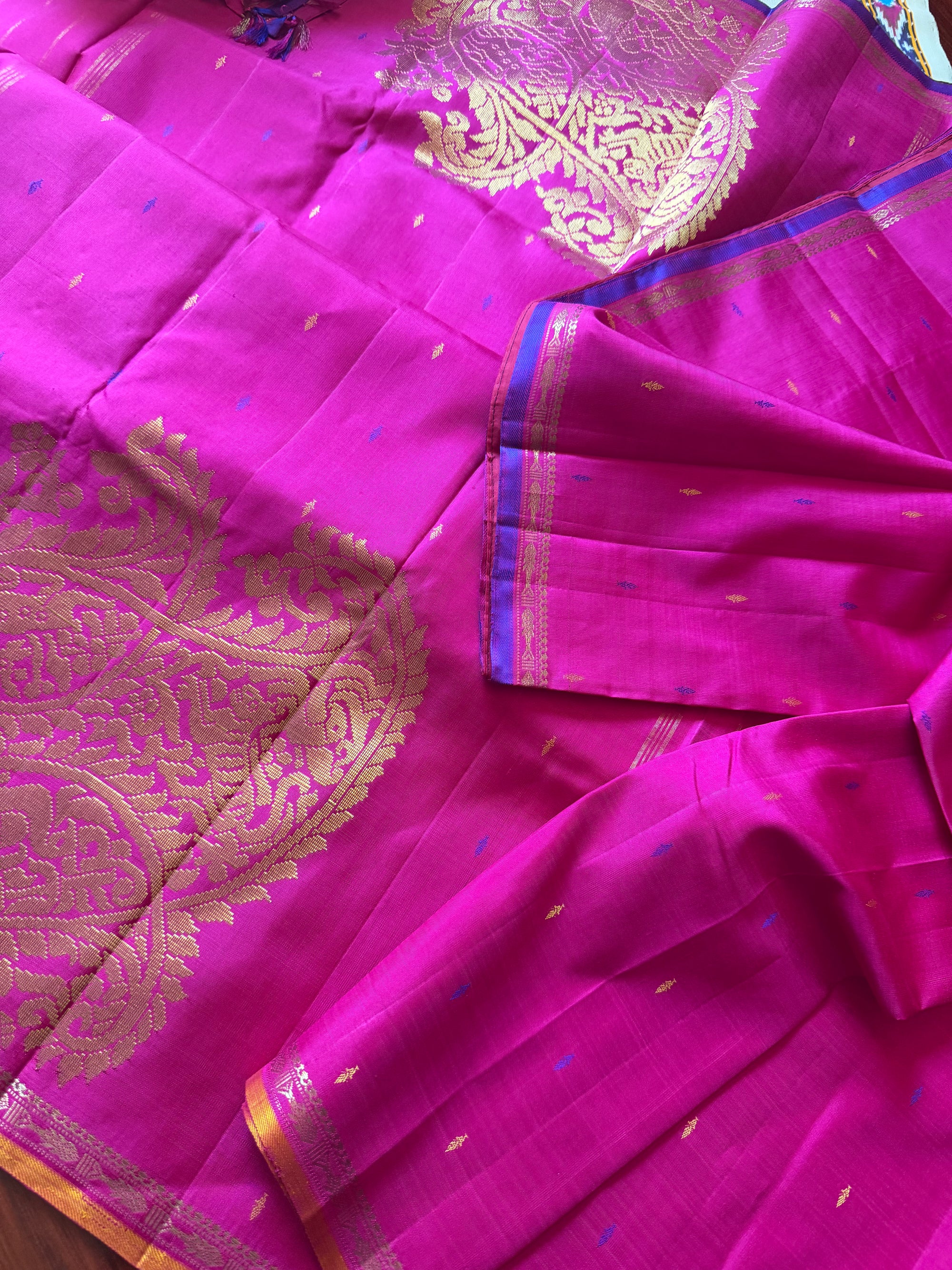 SWARA: Kanjivaram Silk (Pink with Konai Pallu)