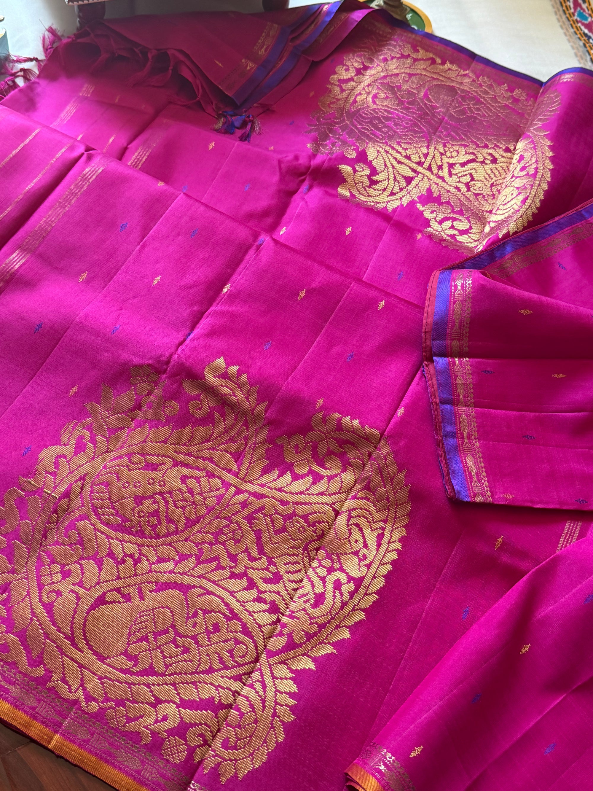 SWARA: Kanjivaram Silk (Pink with Konai Pallu)