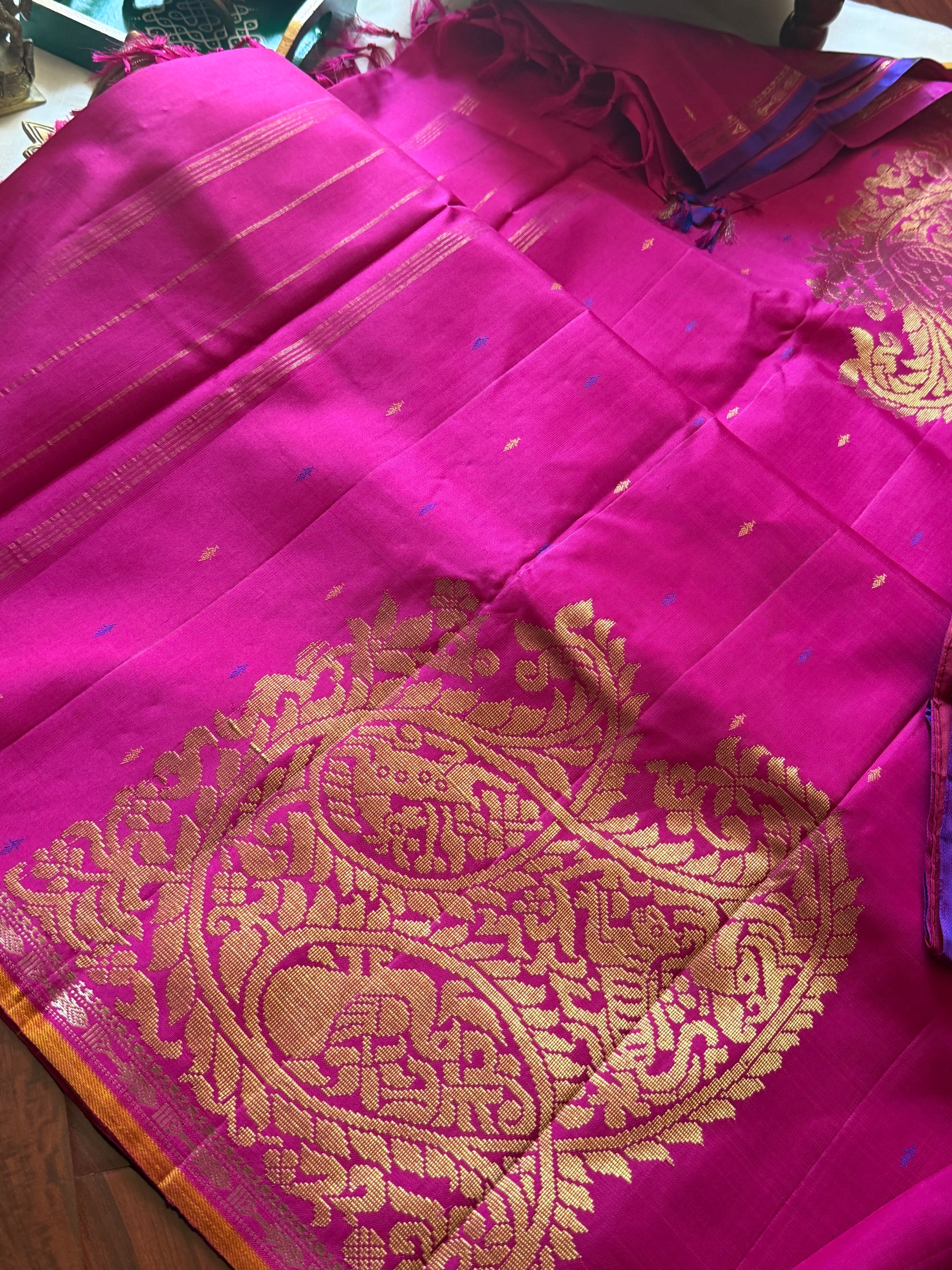SWARA: Kanjivaram Silk (Pink with Konai Pallu)
