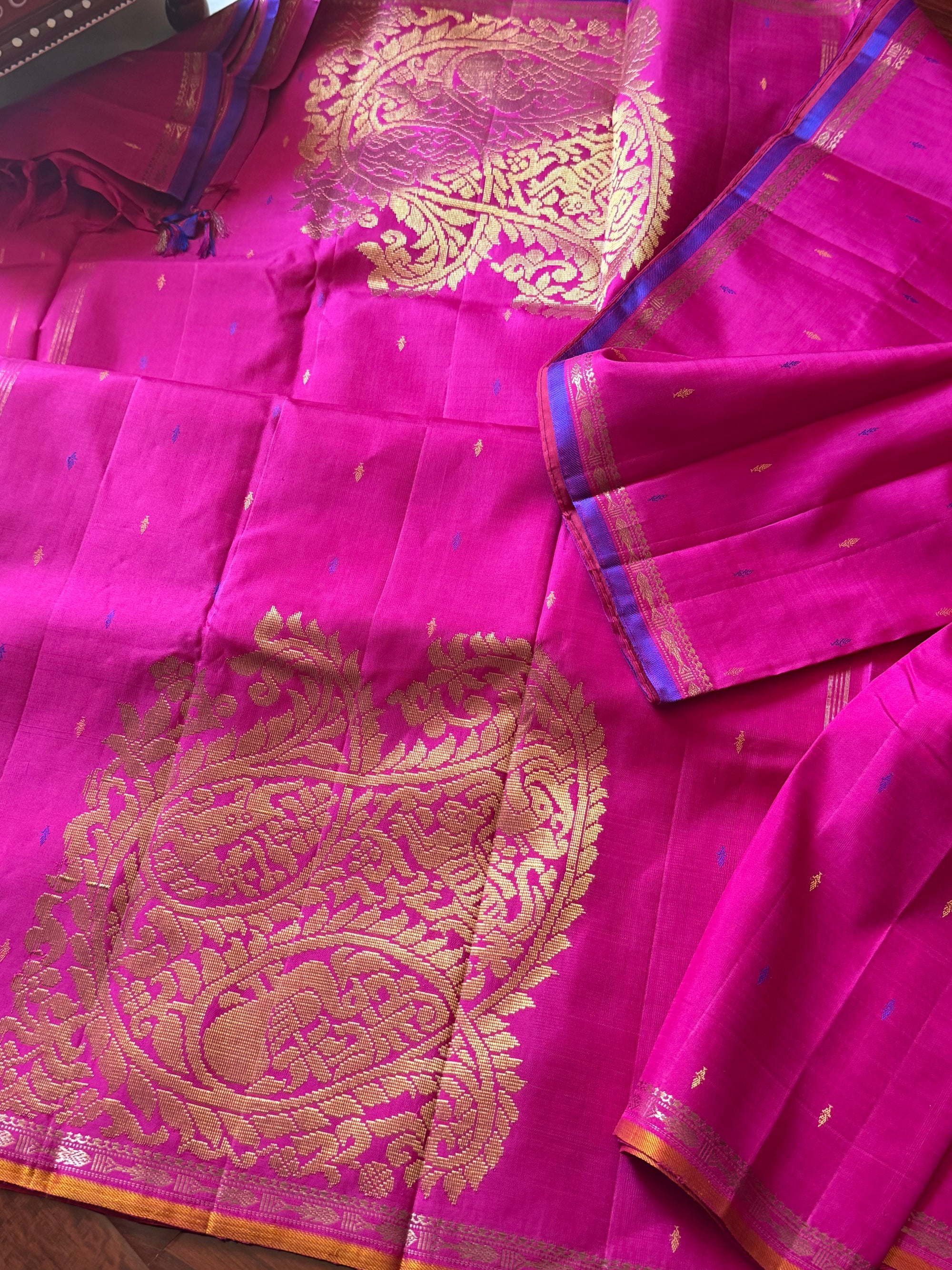 SWARA: Kanjivaram Silk (Pink with Konai Pallu)