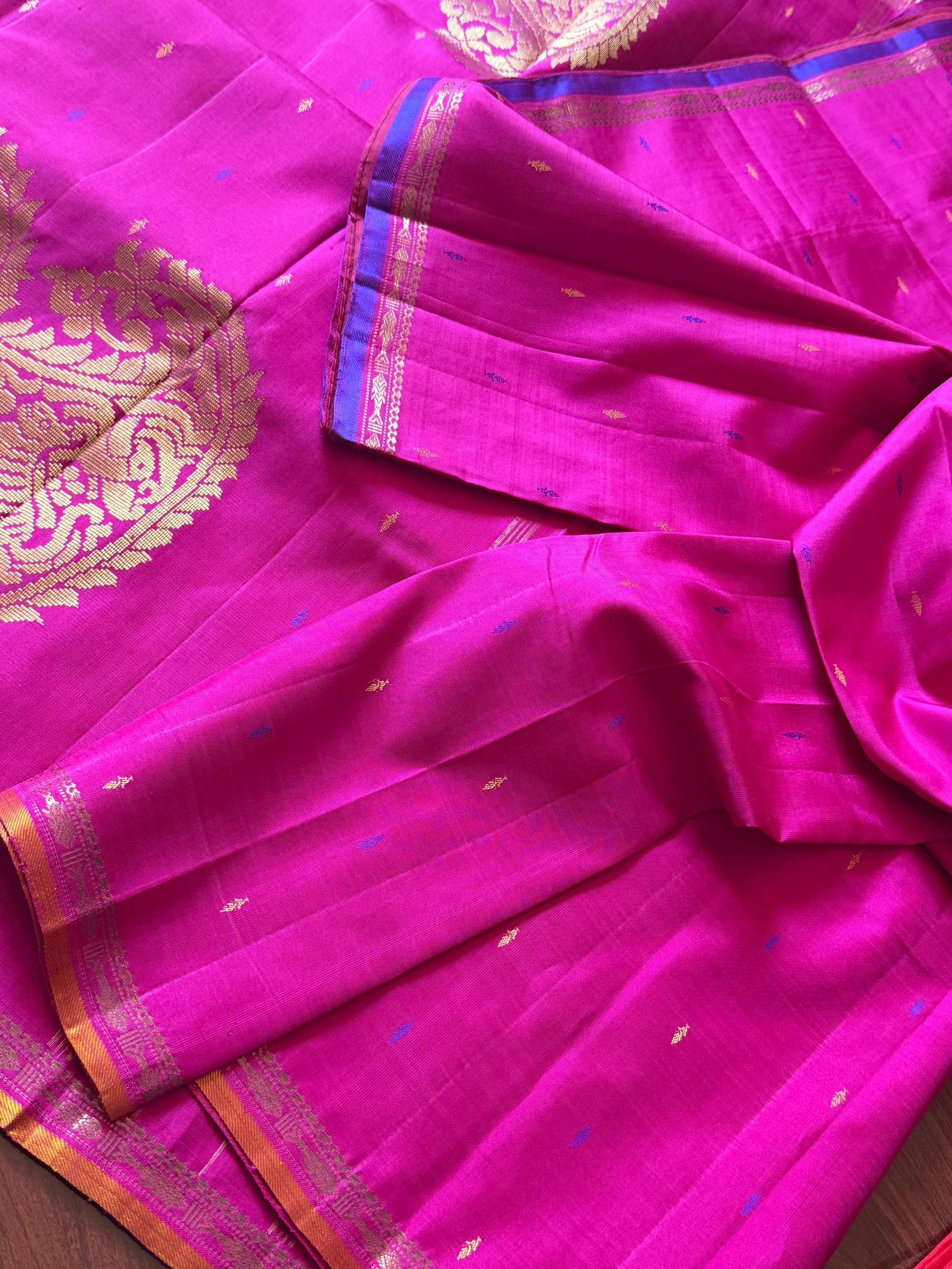 SWARA: Kanjivaram Silk (Pink with Konai Pallu)