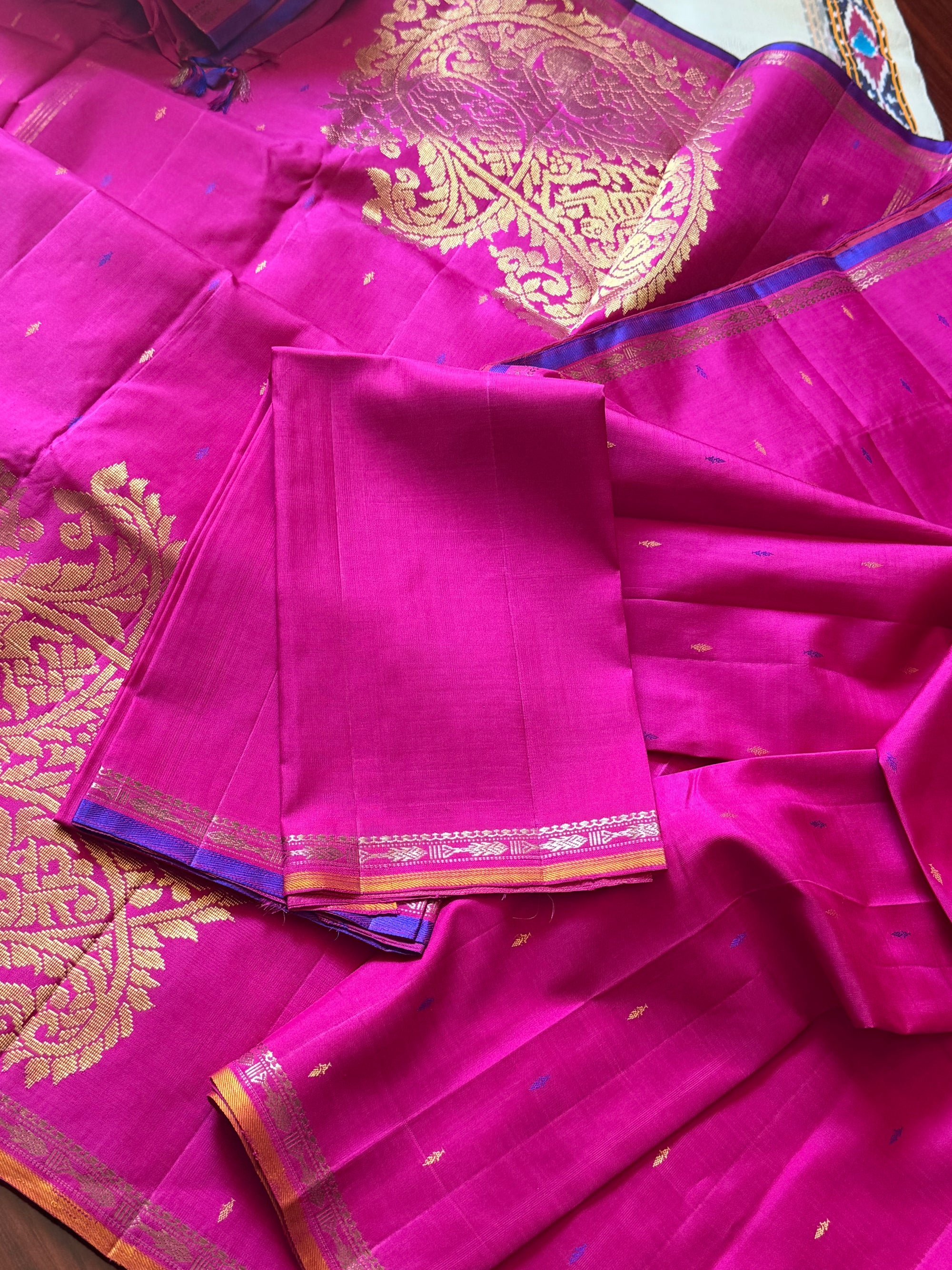 SWARA: Kanjivaram Silk (Pink with Konai Pallu)