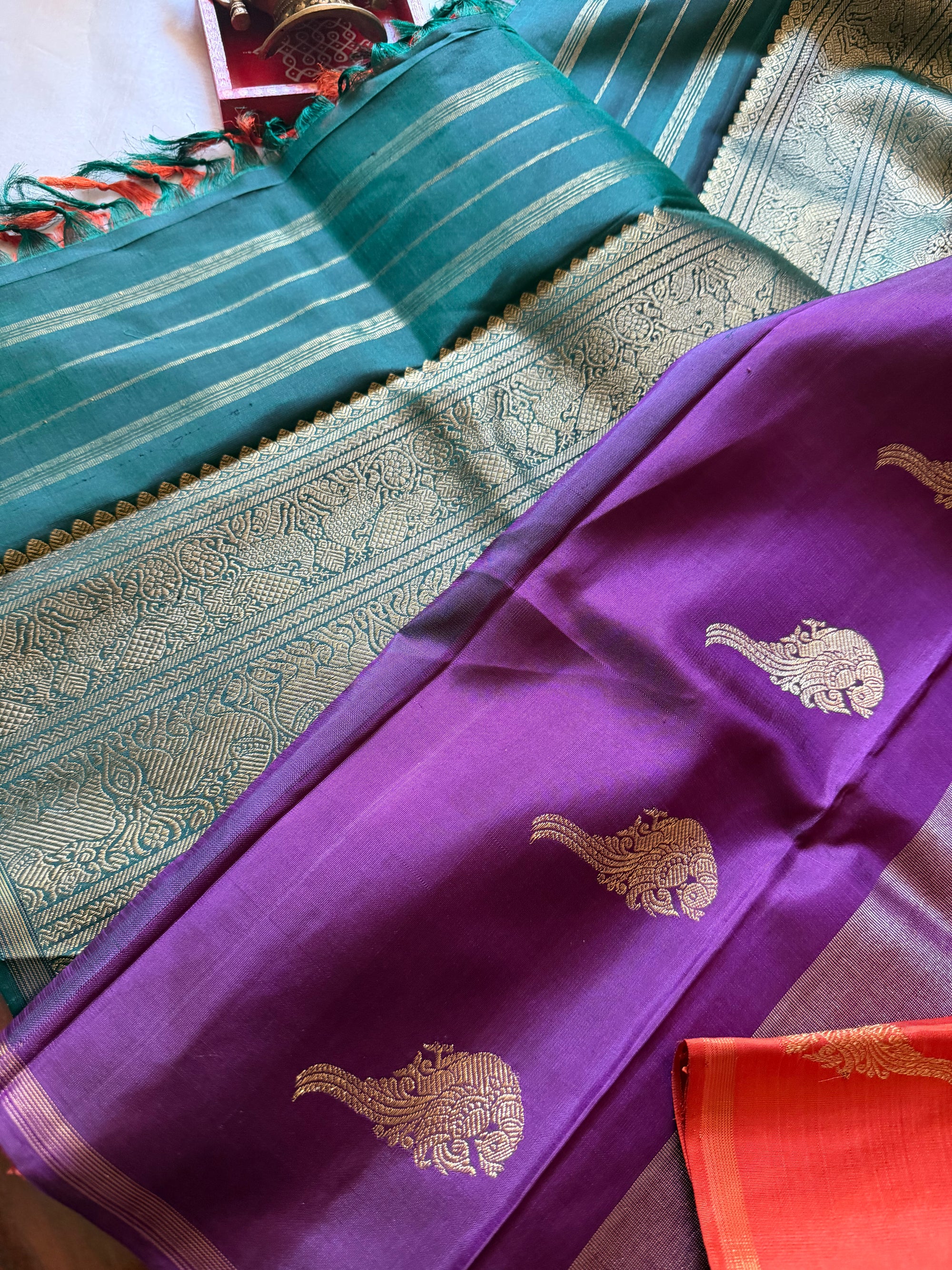 SWARA: Kanjivaram Silk (Two color pallu)
