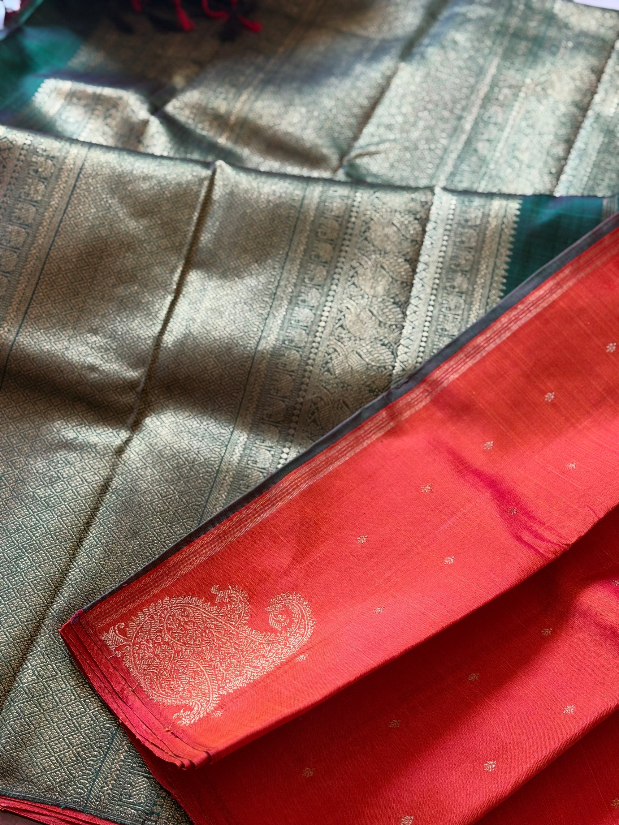 SWARA: Kanjivaram Silk (Rust Orange - boderless)
