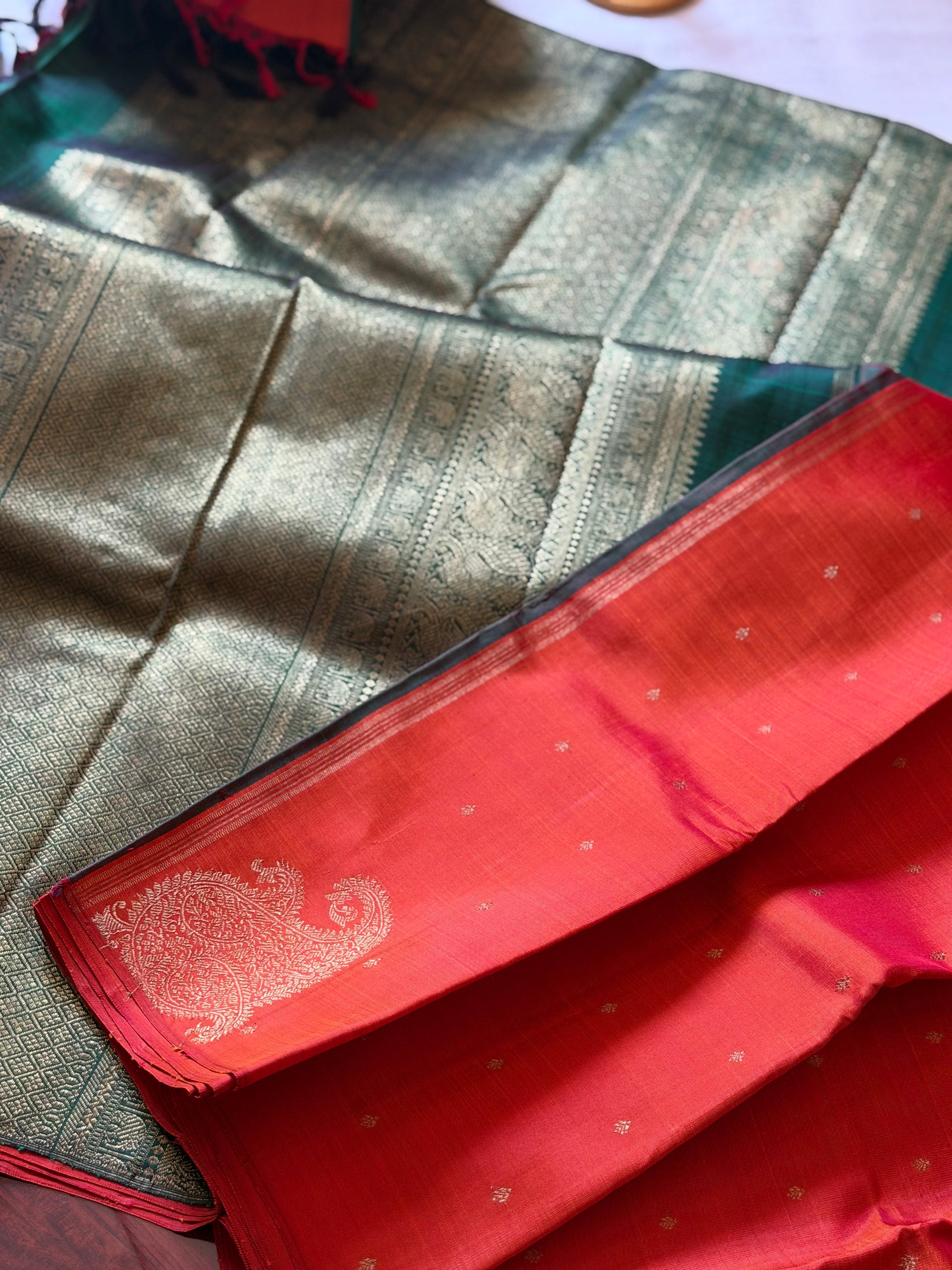SWARA: Kanjivaram Silk (Rust Orange - boderless)