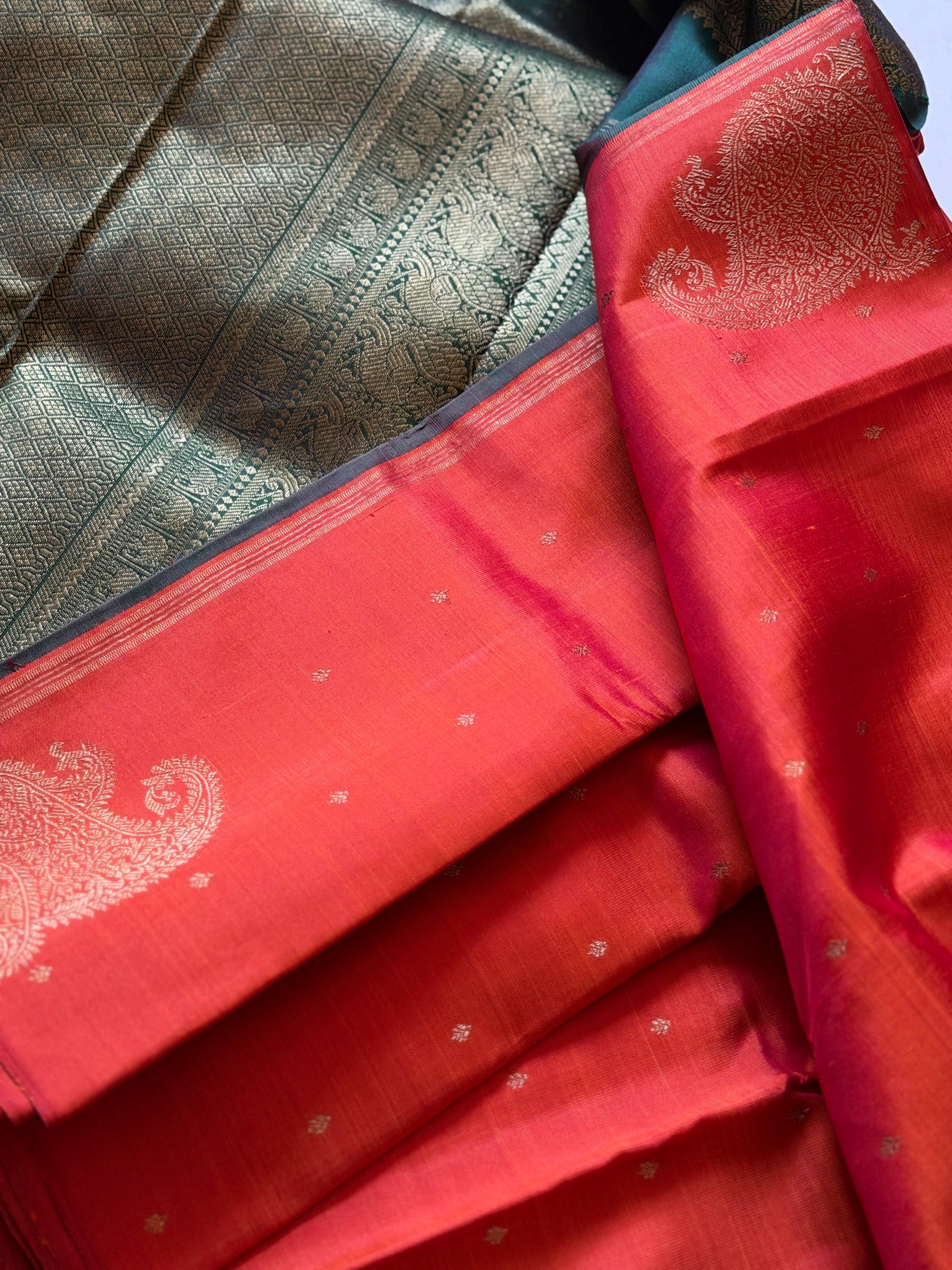 SWARA: Kanjivaram Silk (Rust Orange - boderless)
