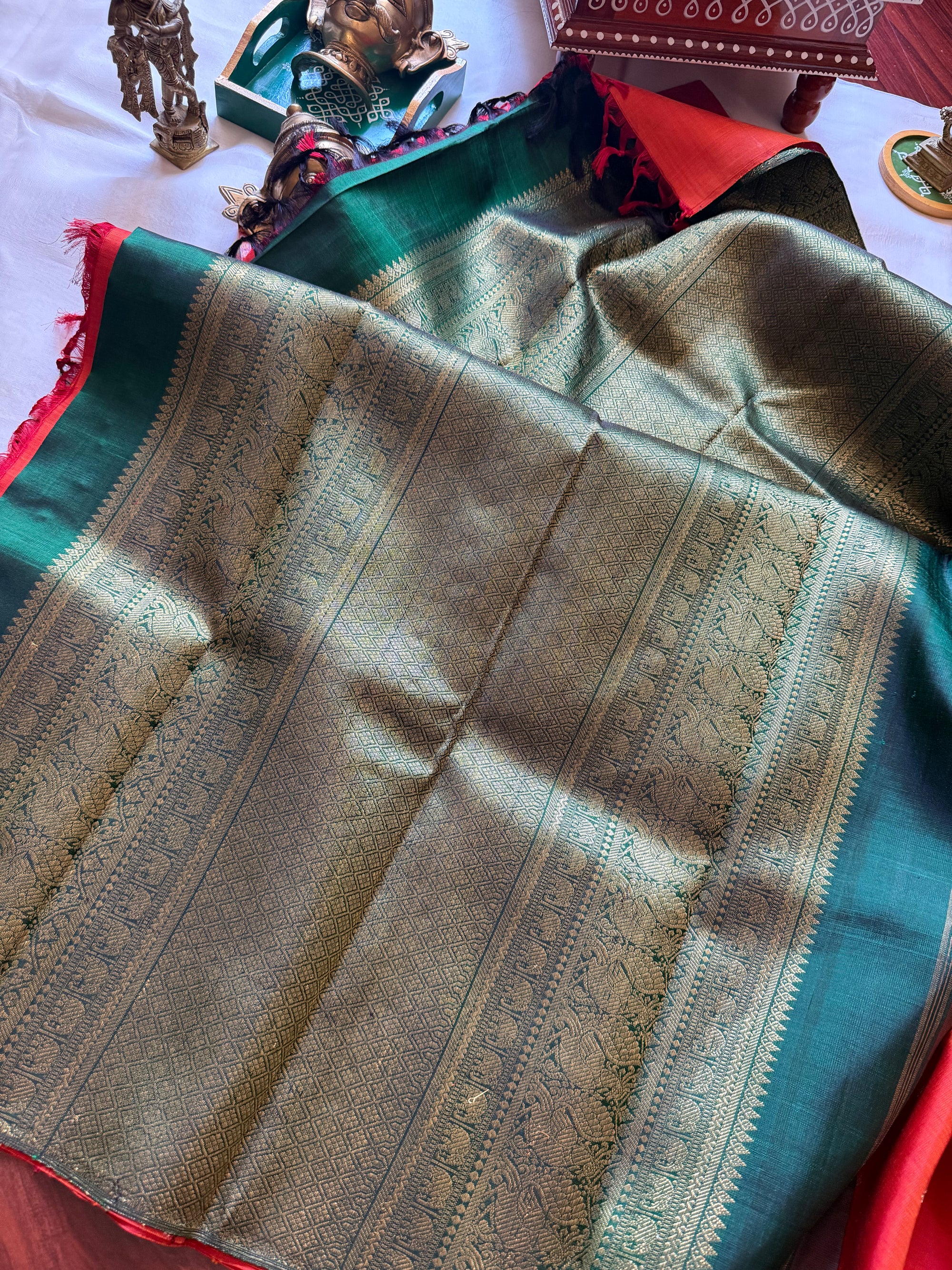 SWARA: Kanjivaram Silk (Rust Orange - boderless)