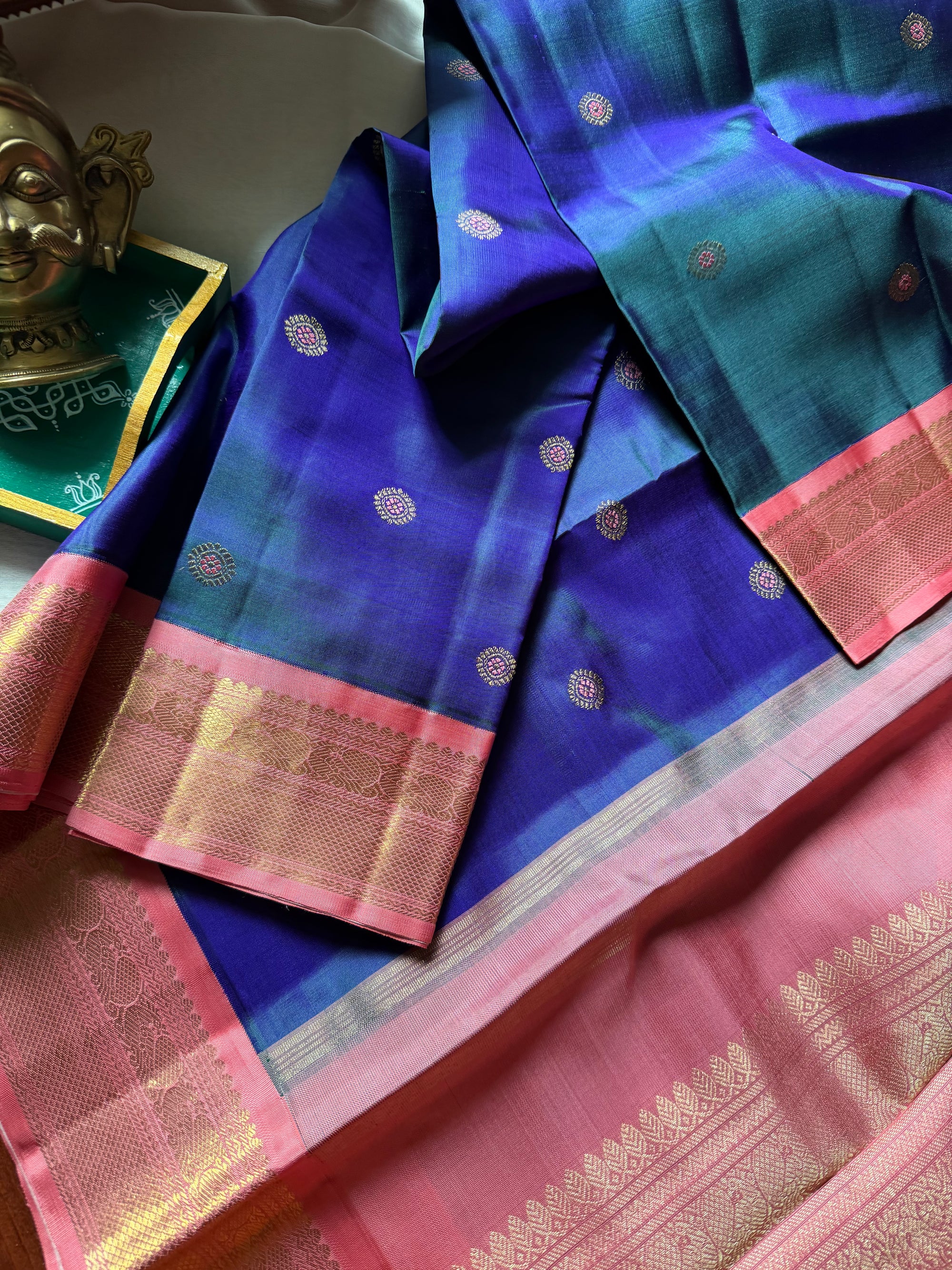 MYTHILI:  Meena Meets Mythili (Shot Green purple &amp; Dusty pink)