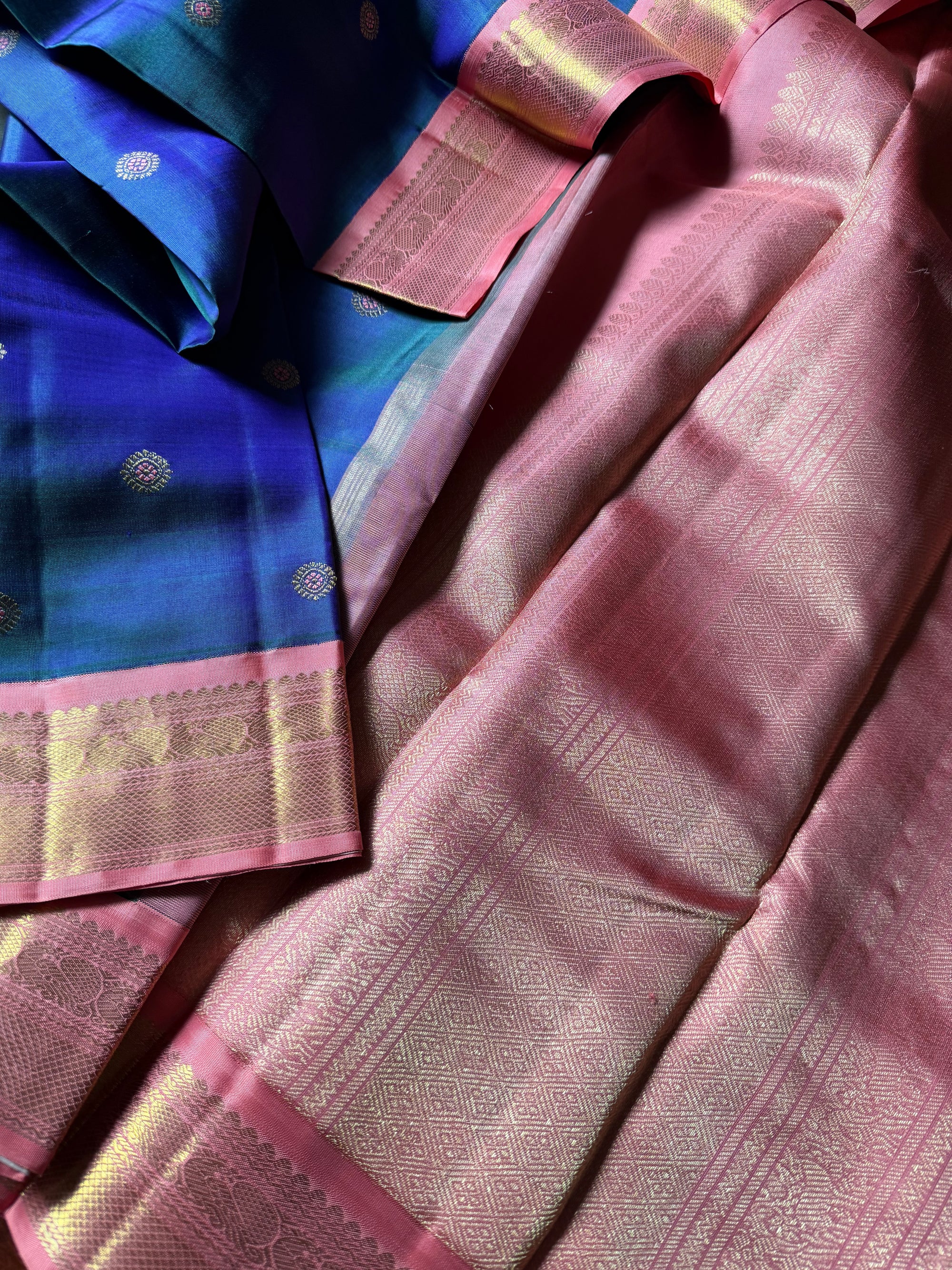 MYTHILI:  Meena Meets Mythili (Shot Green purple &amp; Dusty pink)
