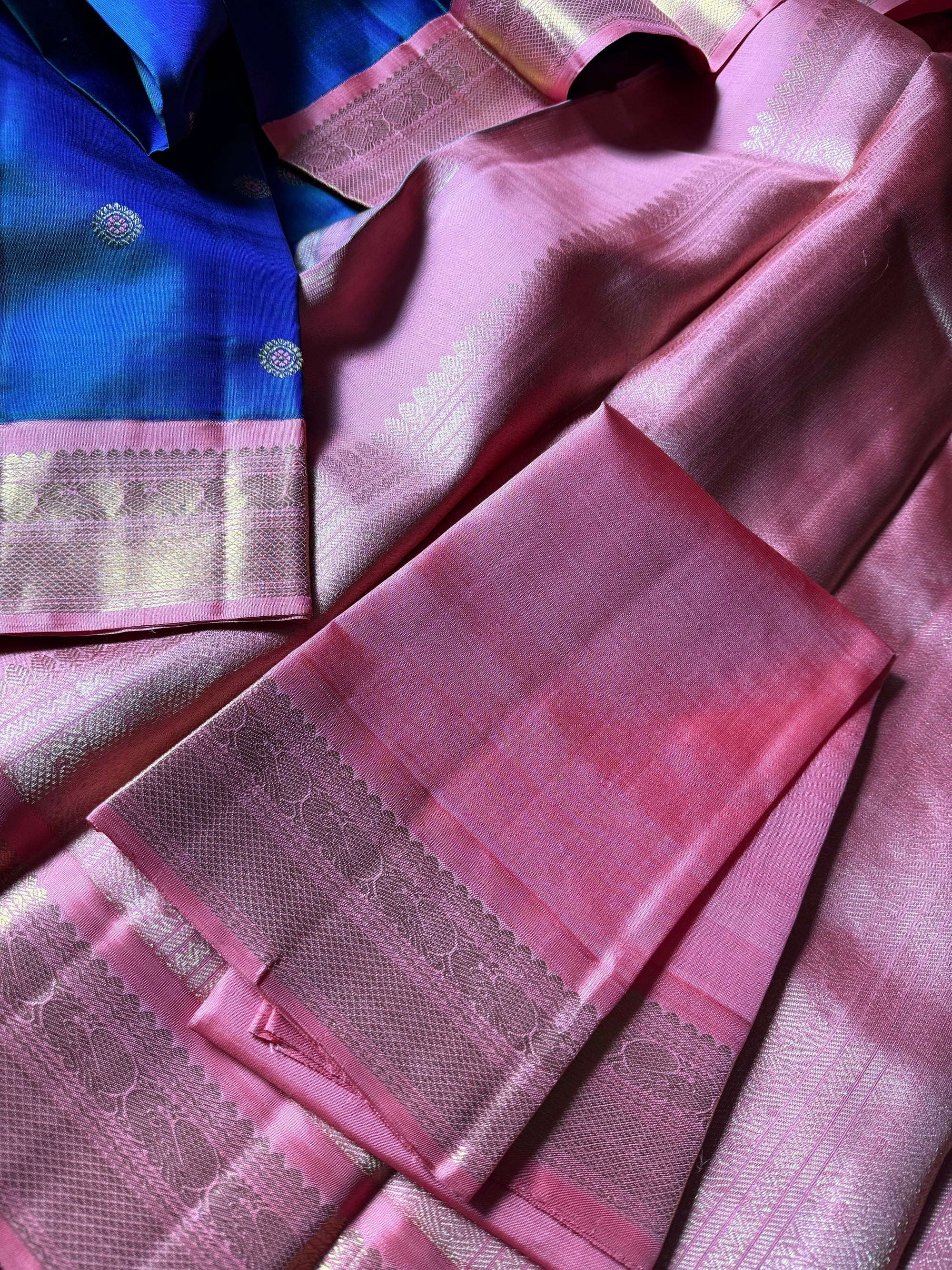 MYTHILI:  Meena Meets Mythili (Shot Green purple &amp; Dusty pink)
