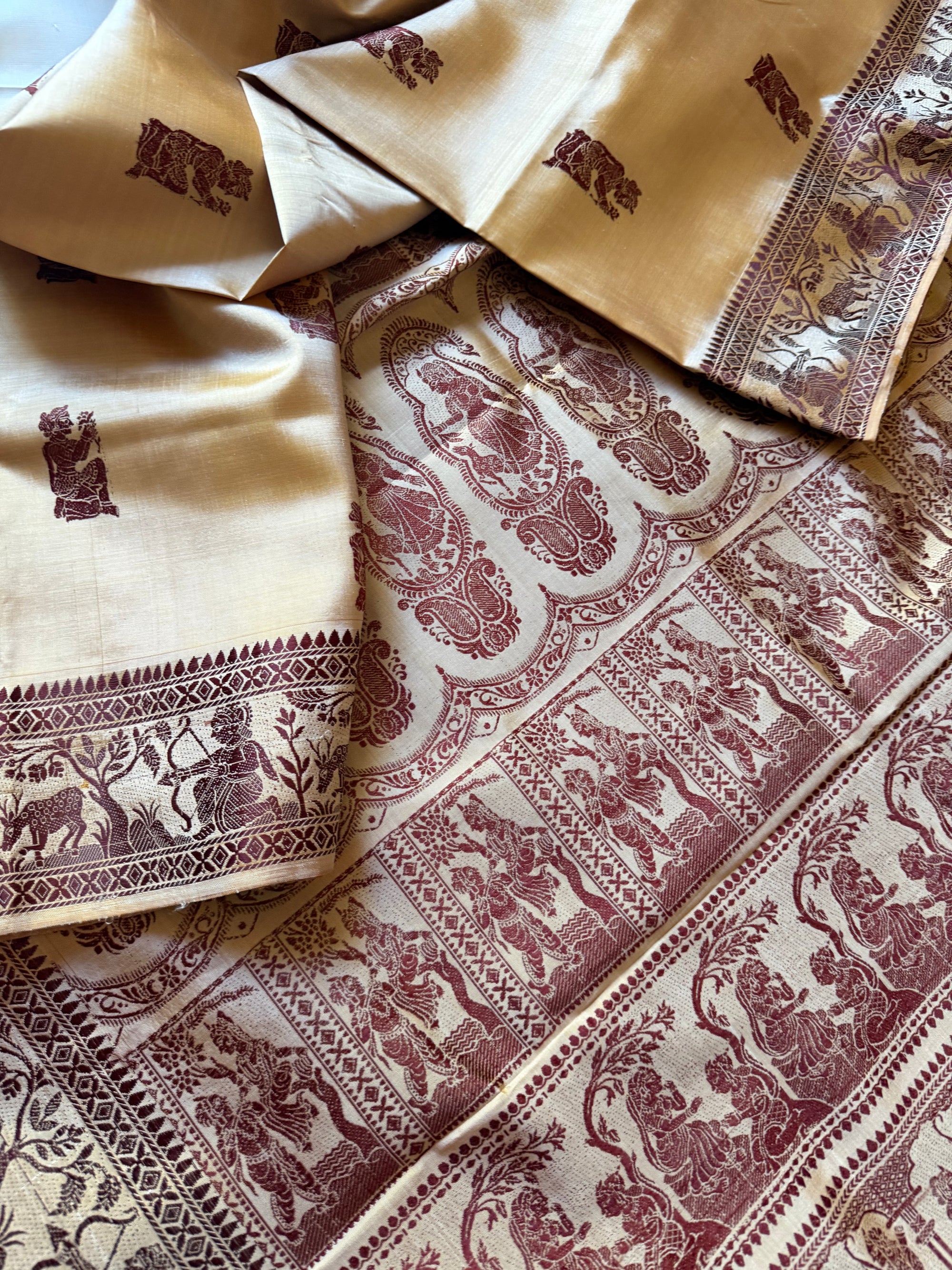 Baluchari Silk - Golden Biscuit