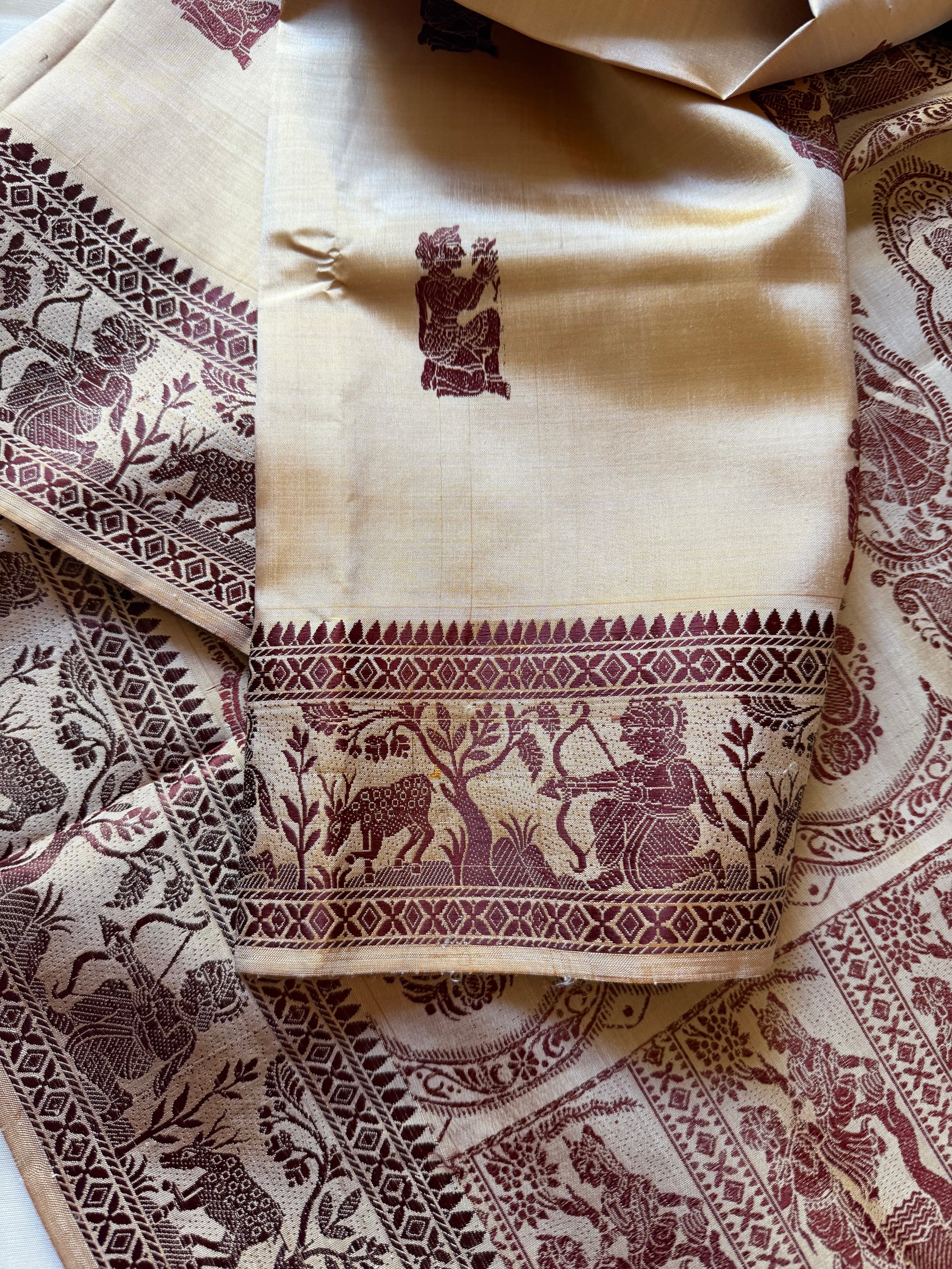 Baluchari Silk - Golden Biscuit