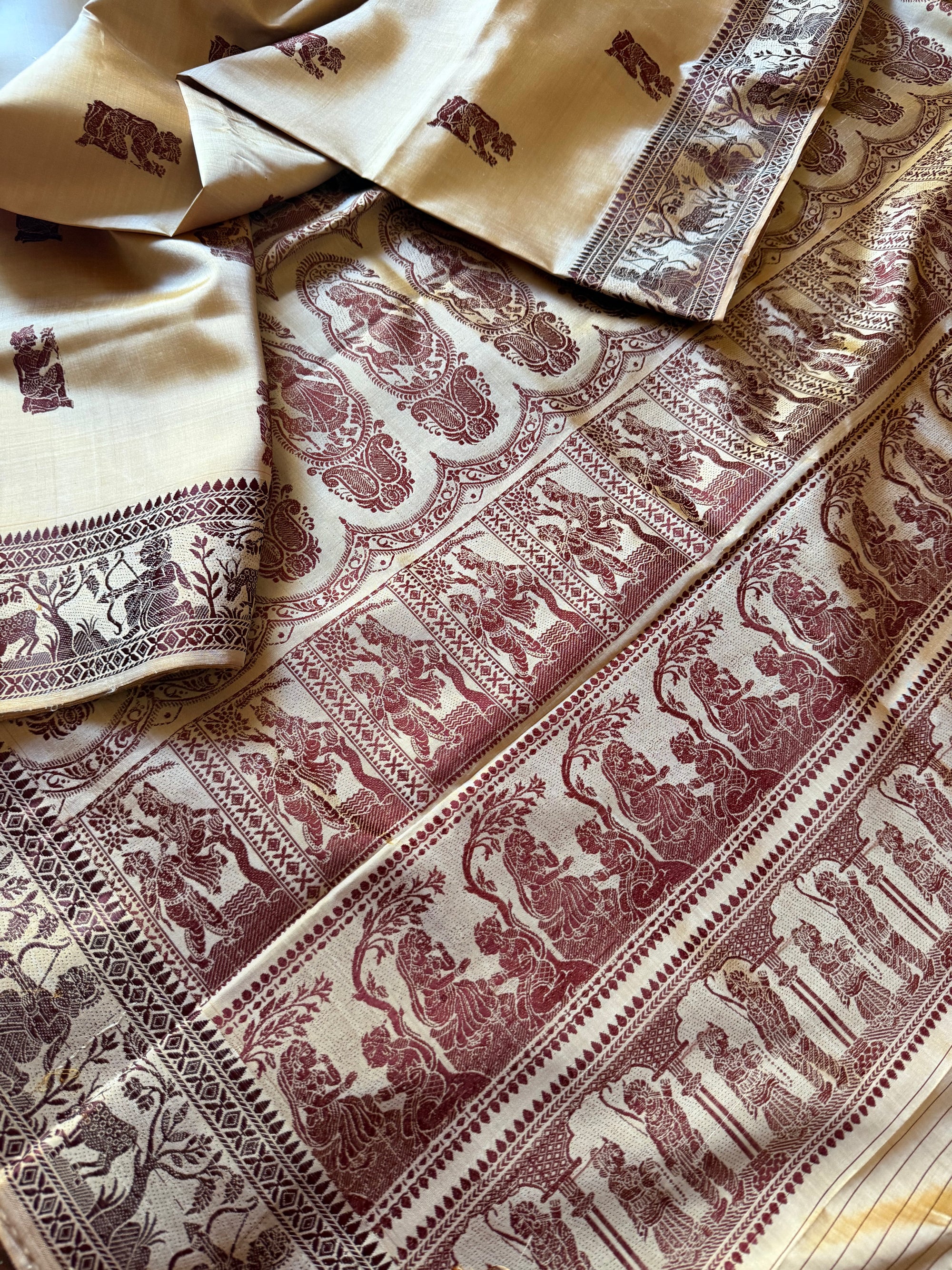 Baluchari Silk - Golden Biscuit