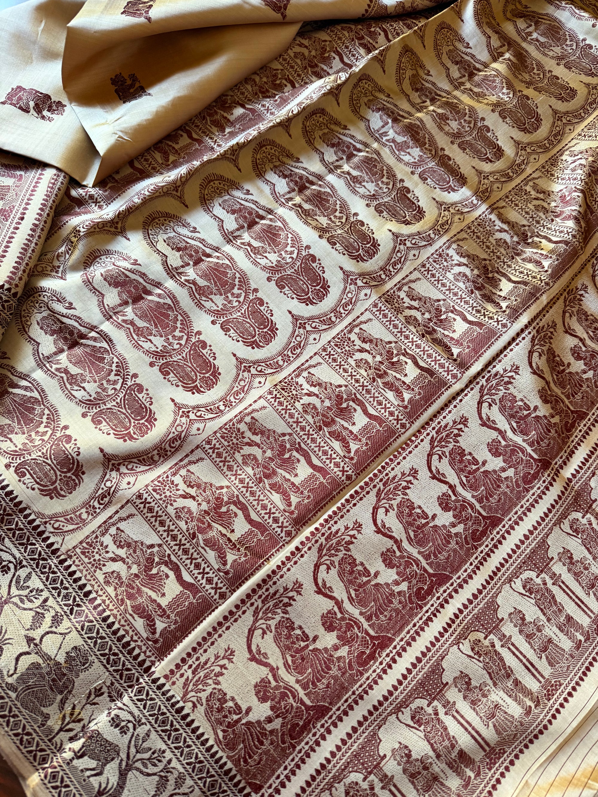 Baluchari Silk - Golden Biscuit