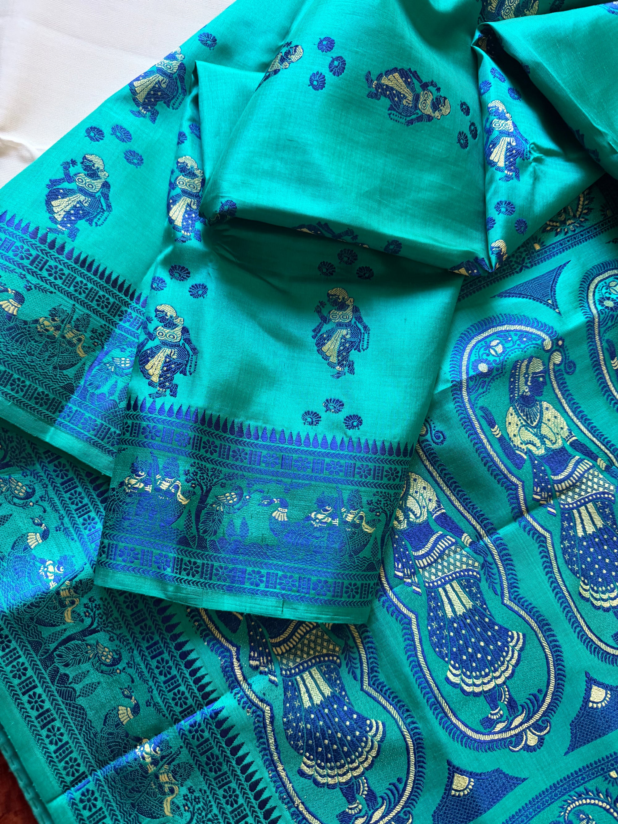 Baluchari Silk - Rama Green