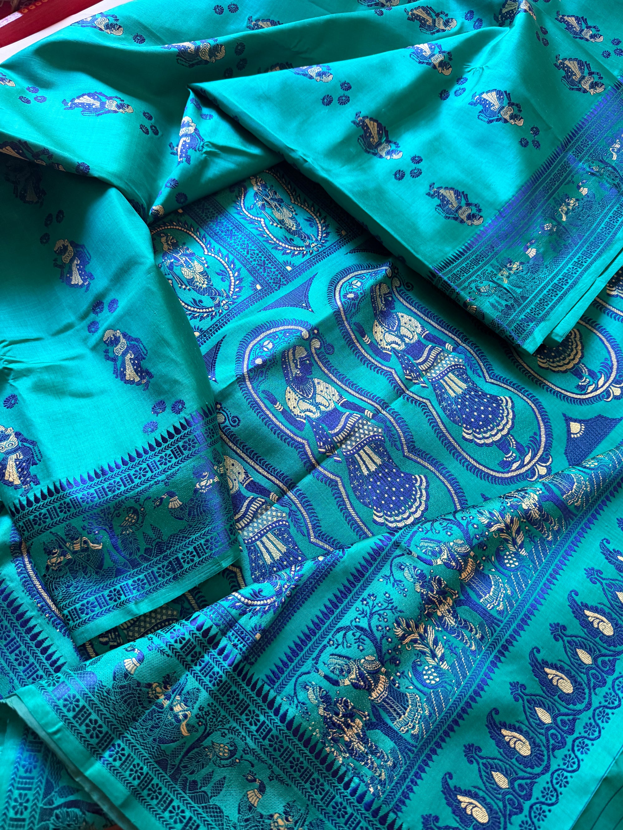 Baluchari Silk - Rama Green