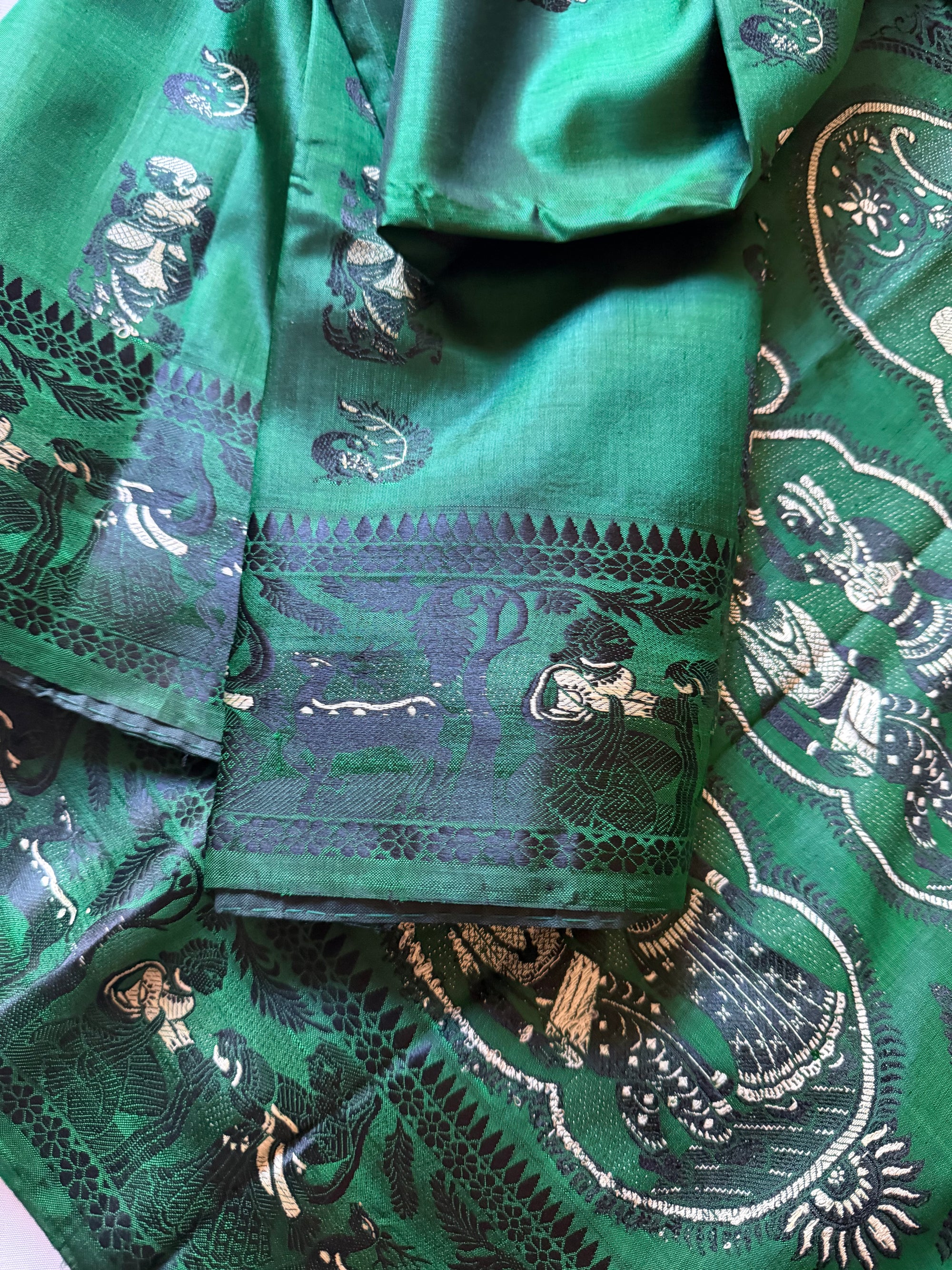 Baluchari Silk - Dark Green