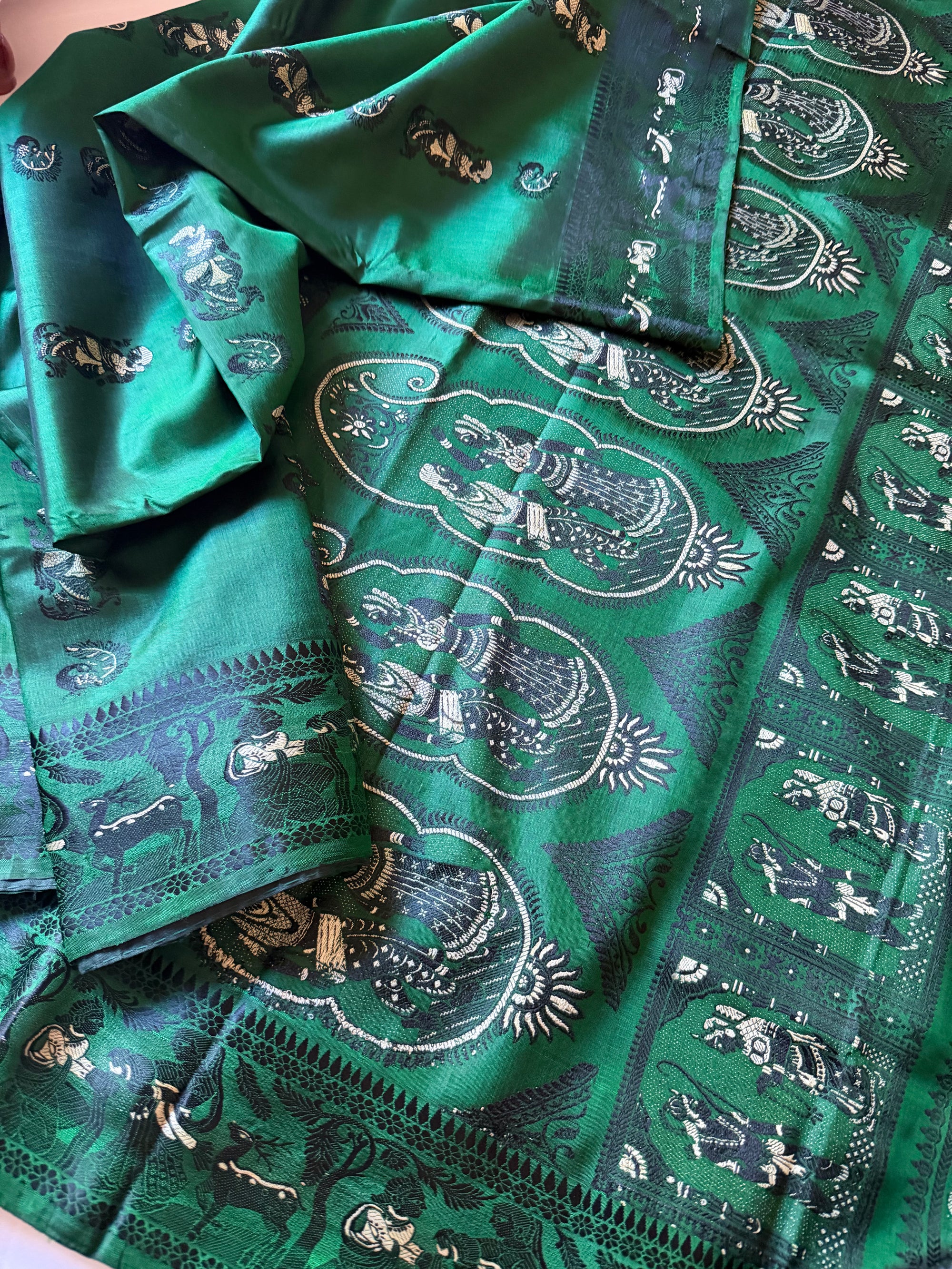 Baluchari Silk - Dark Green