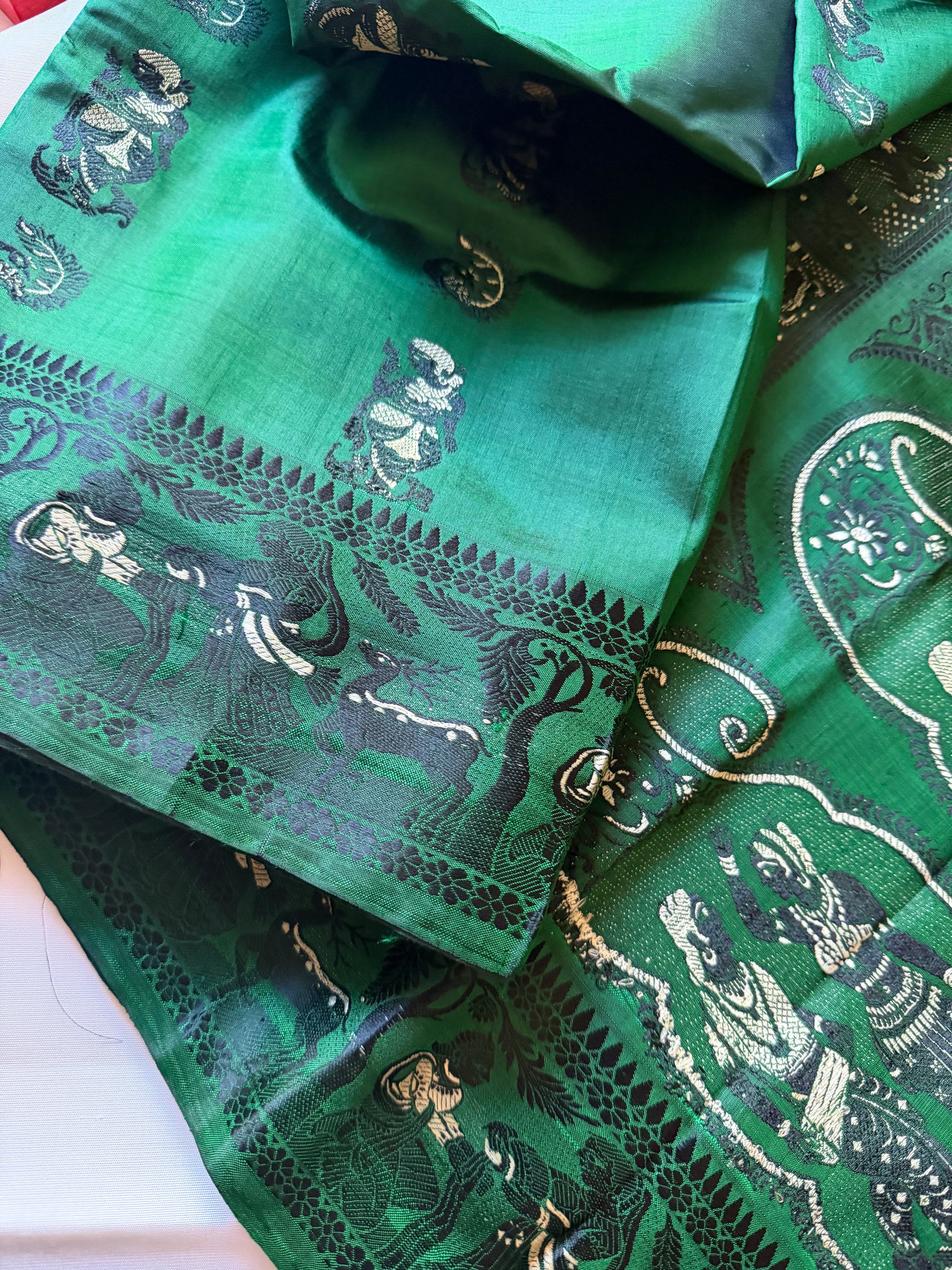 Baluchari Silk - Dark Green