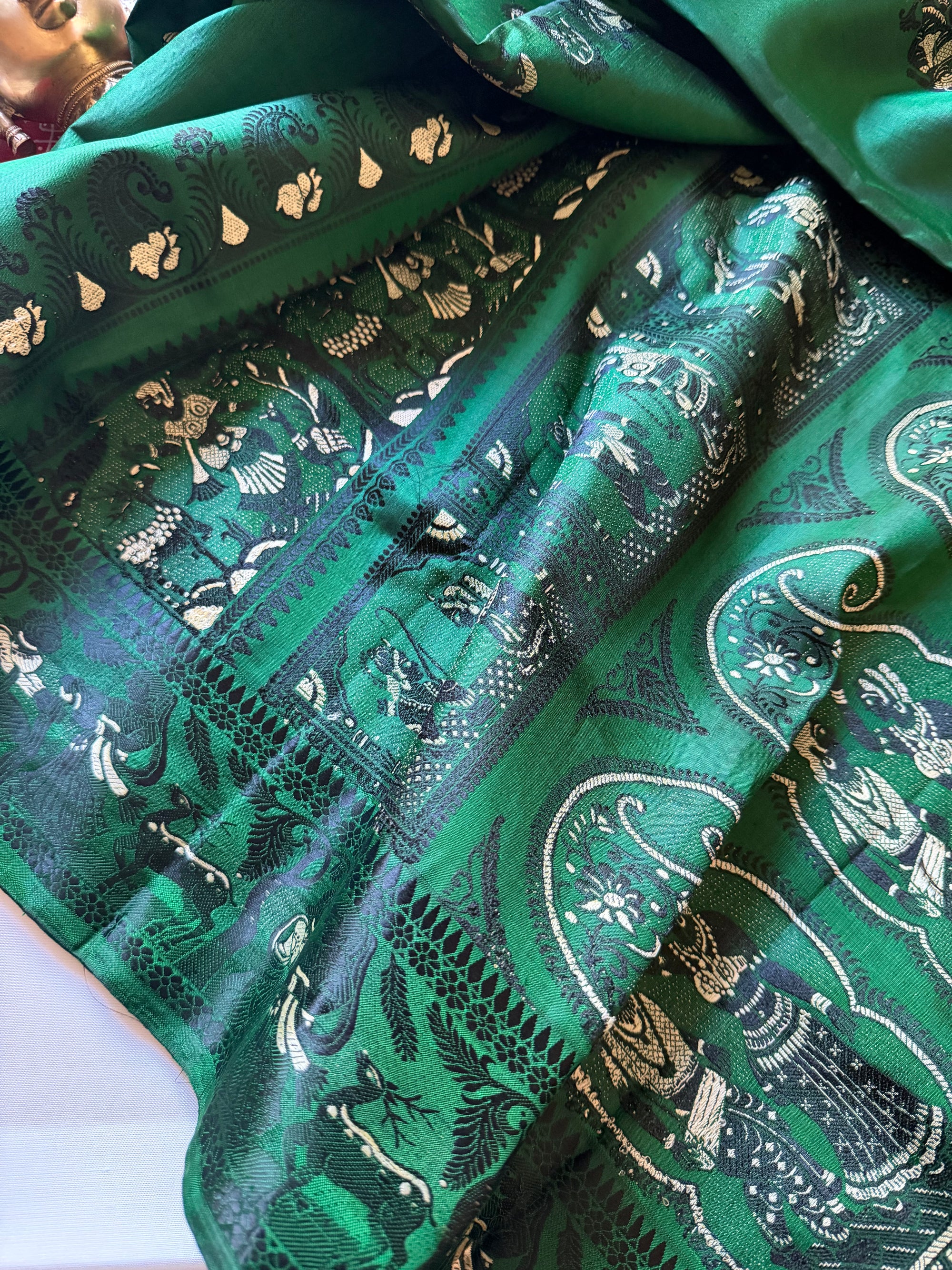 Baluchari Silk - Dark Green