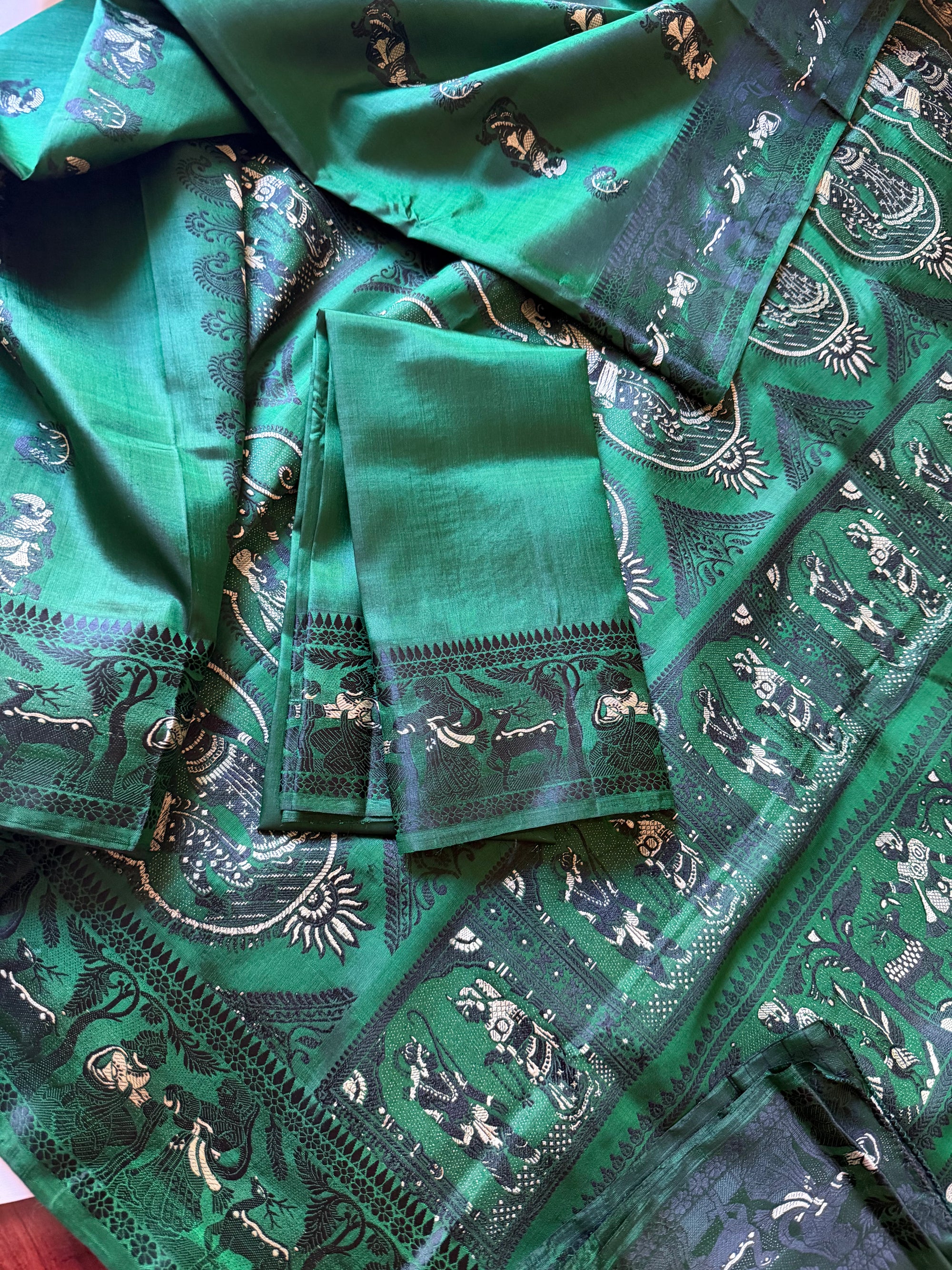 Baluchari Silk - Dark Green