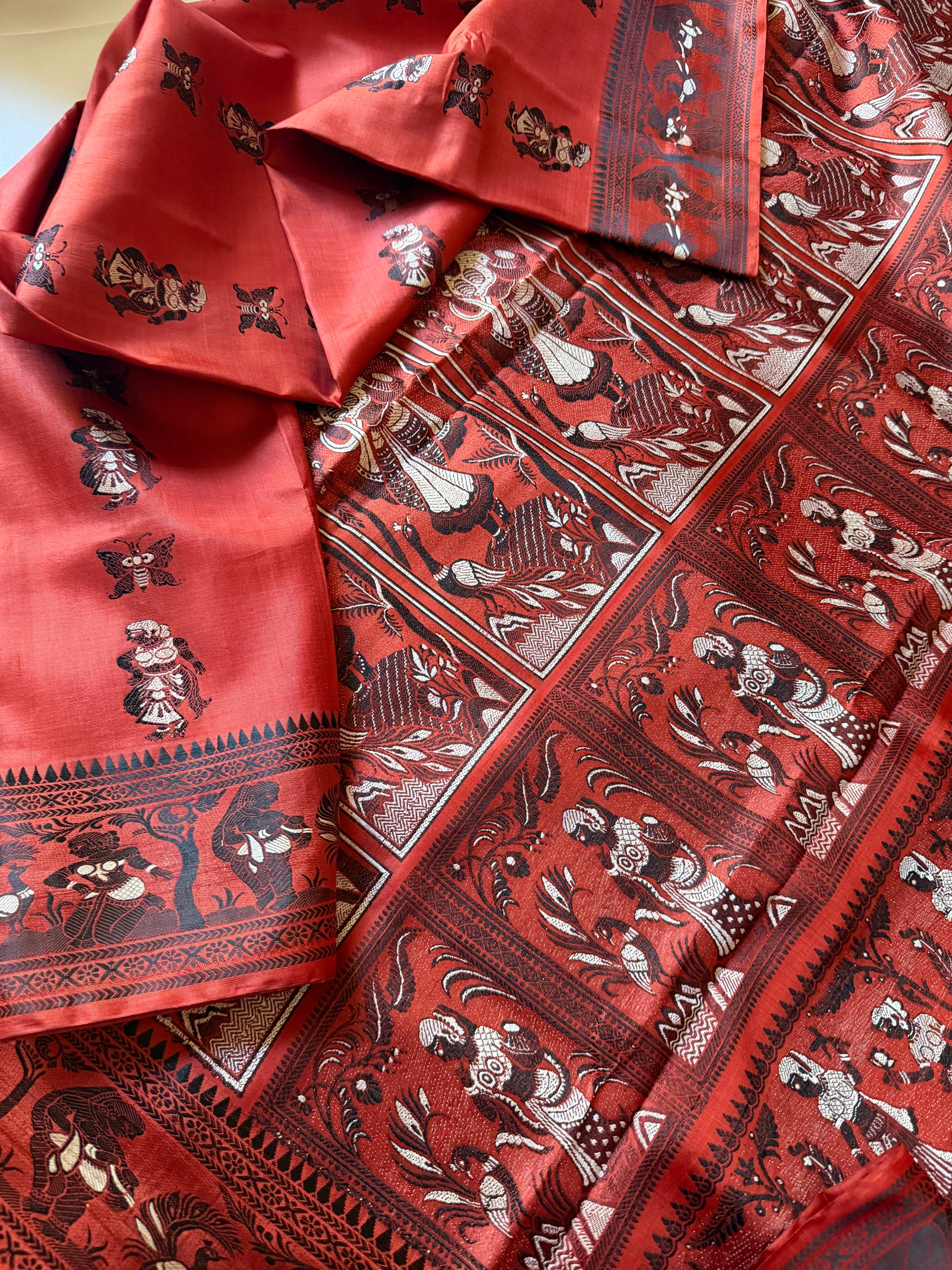 Baluchari Silk - Brick Rust