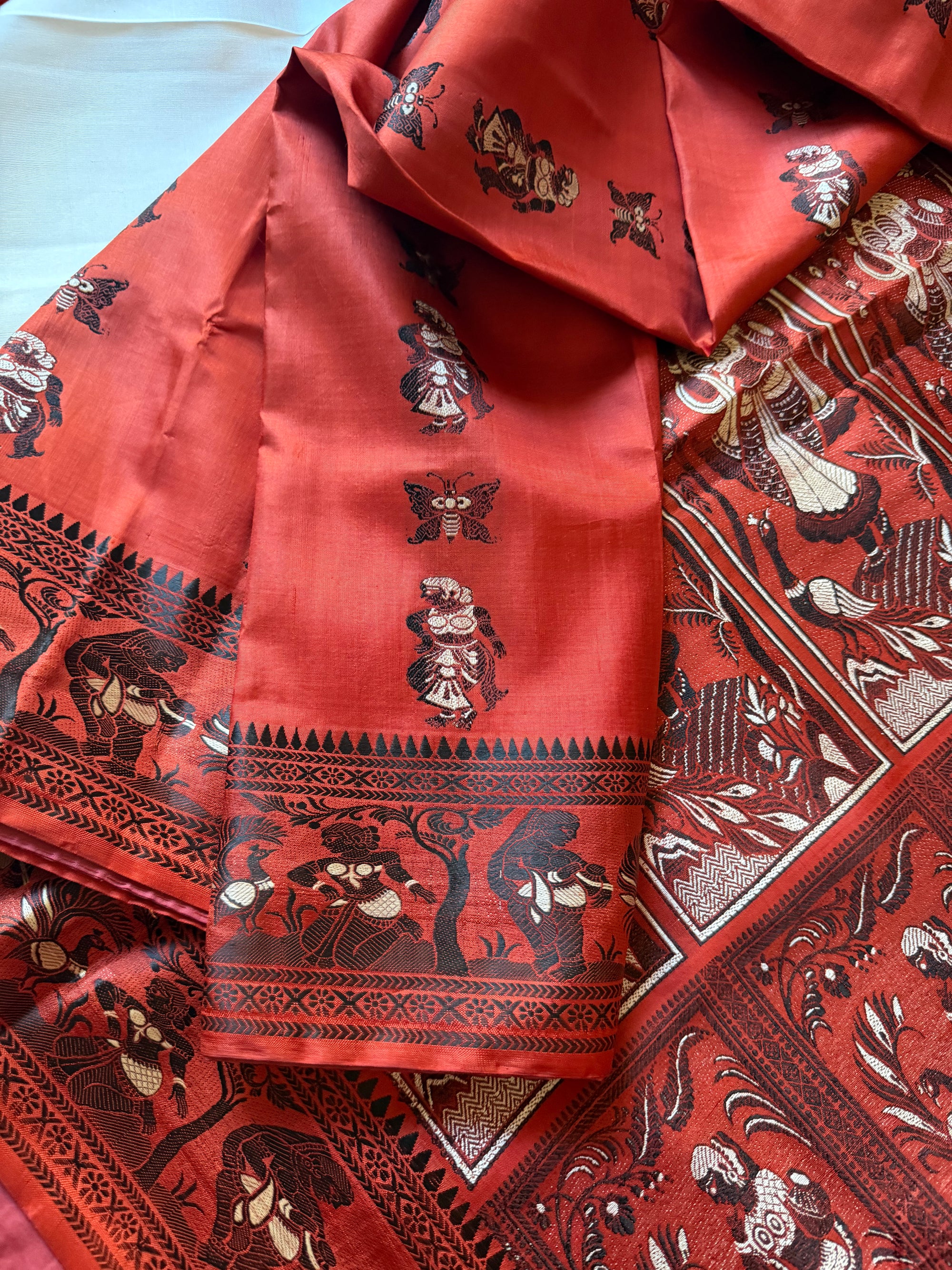 Baluchari Silk - Brick Rust