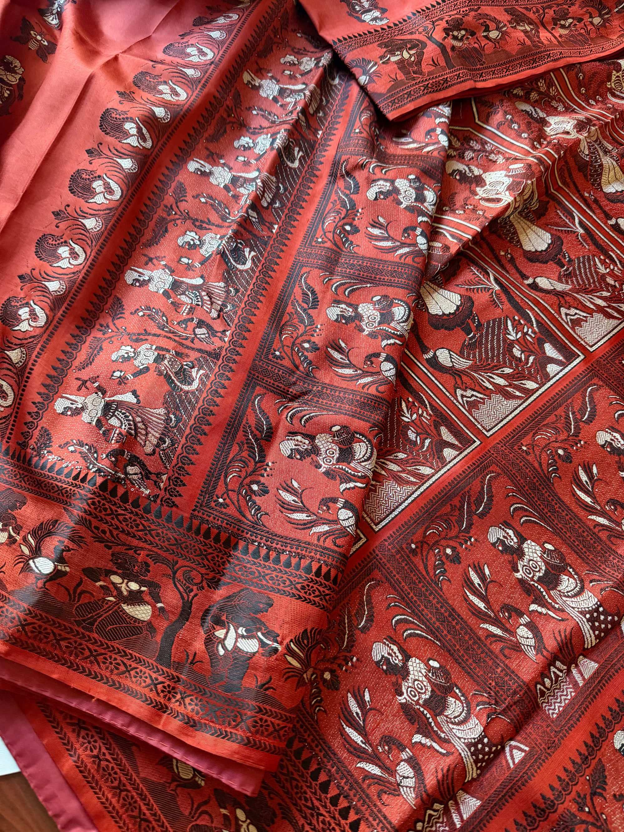 Baluchari Silk - Brick Rust