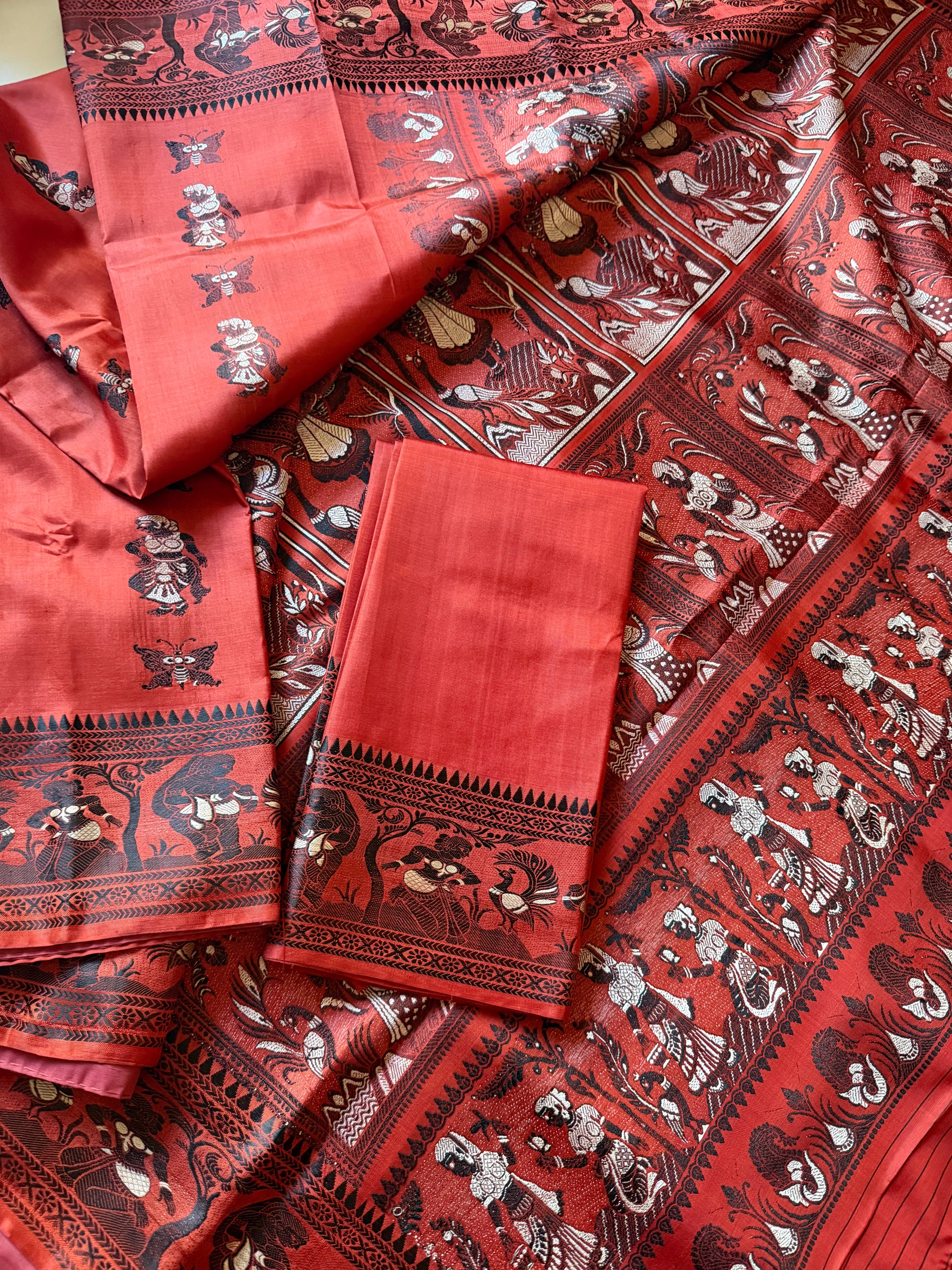 Baluchari Silk - Brick Rust