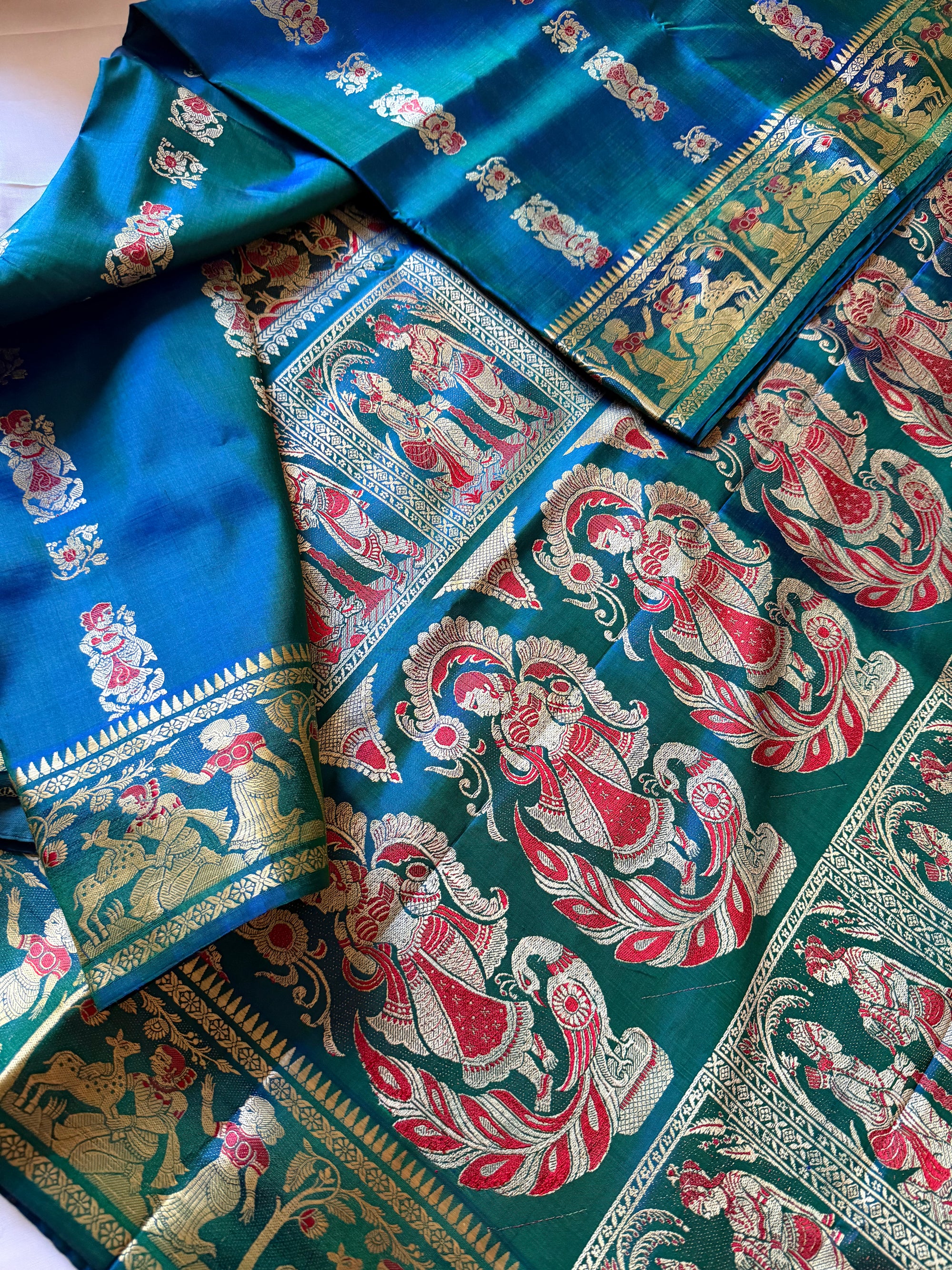 Baluchari Silk - Peacock Blue