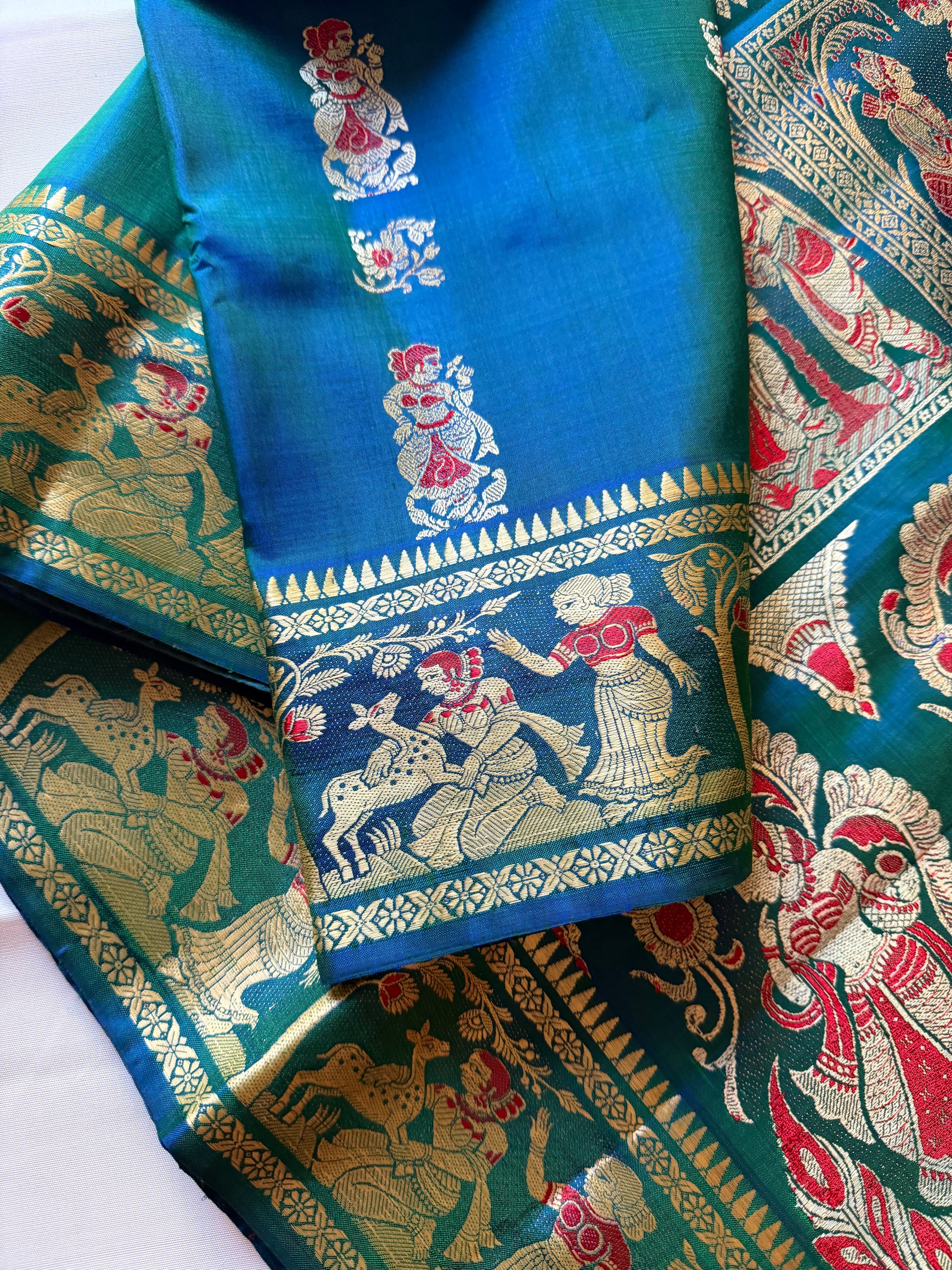 Baluchari Silk - Peacock Blue