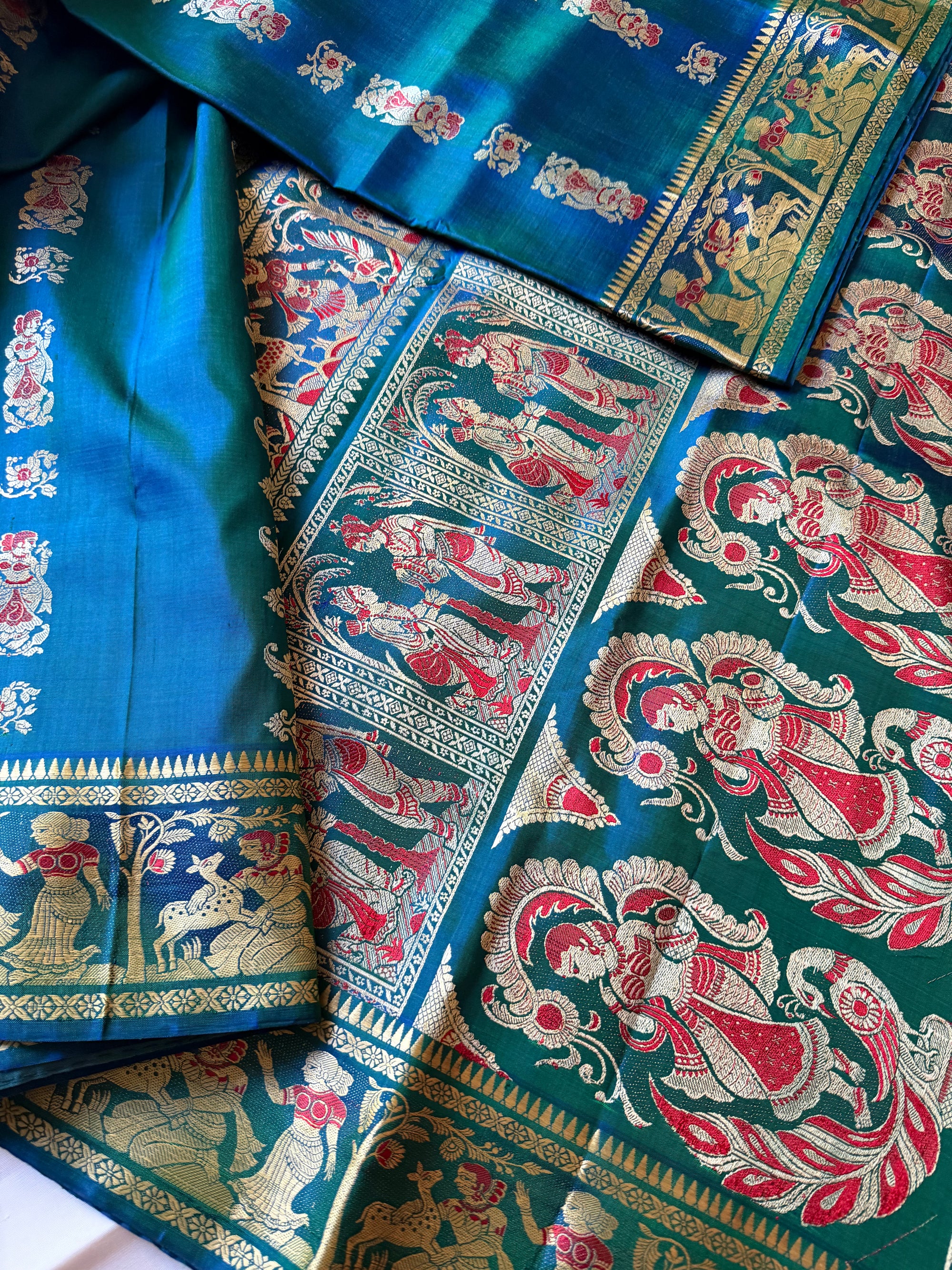 Baluchari Silk - Peacock Blue