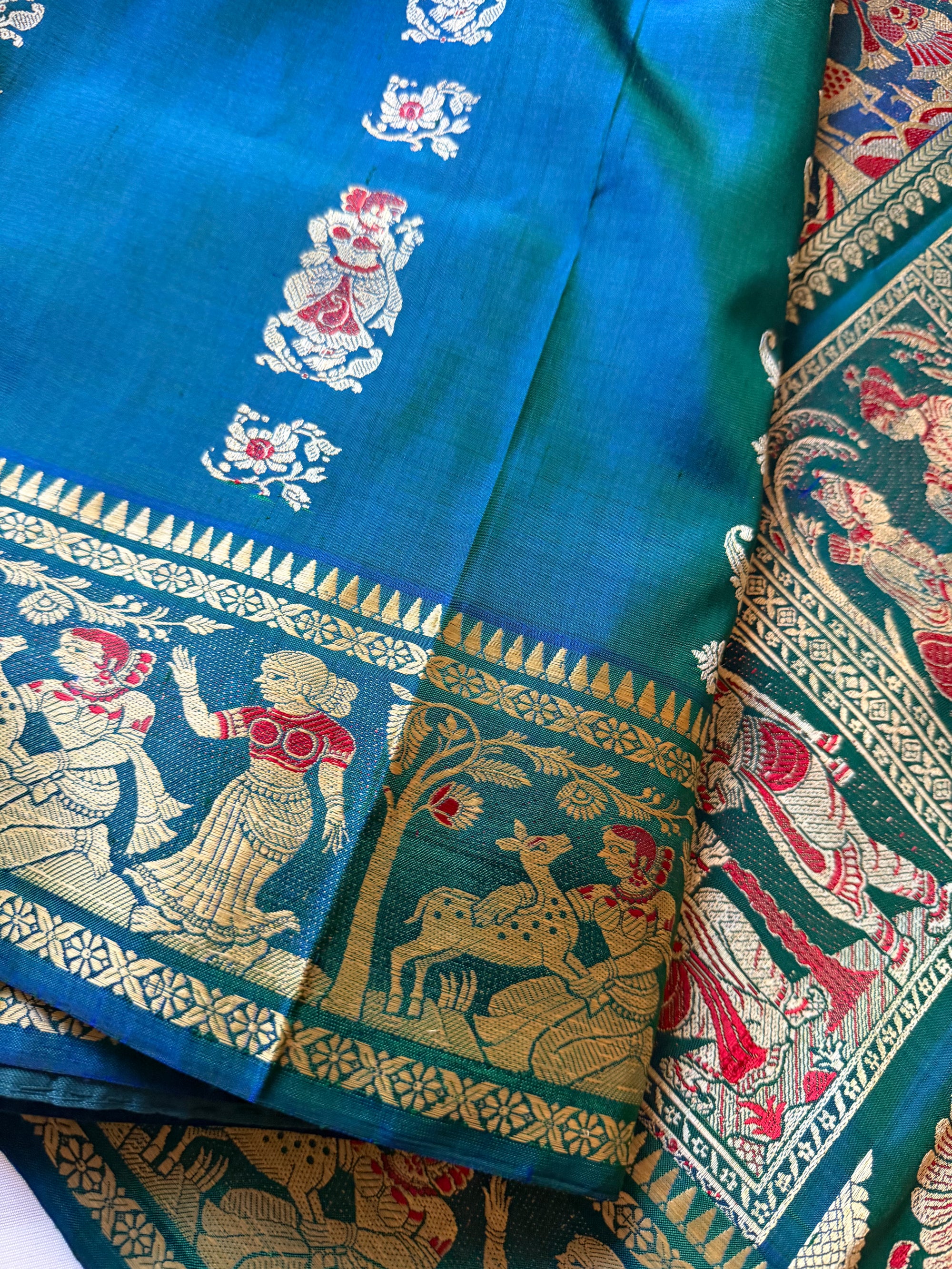Baluchari Silk - Peacock Blue